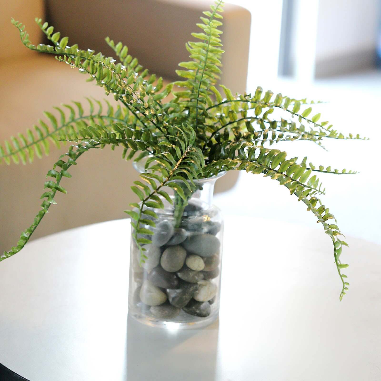 20" Artificial Boston Fern Green Leaf Plant, Premium Real Touch Indoor Spray