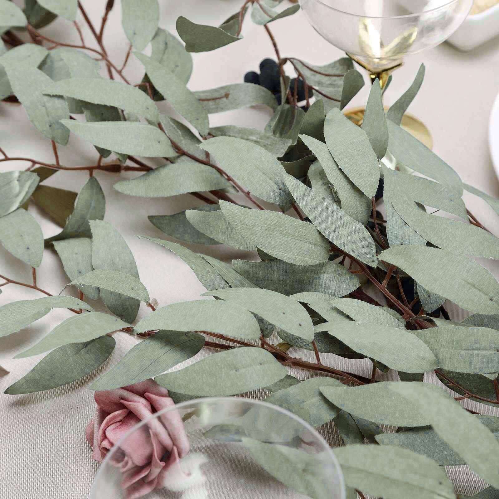 5ft Frosted Real Touch Artificial Willow Leaf Garland, Flexible Vine