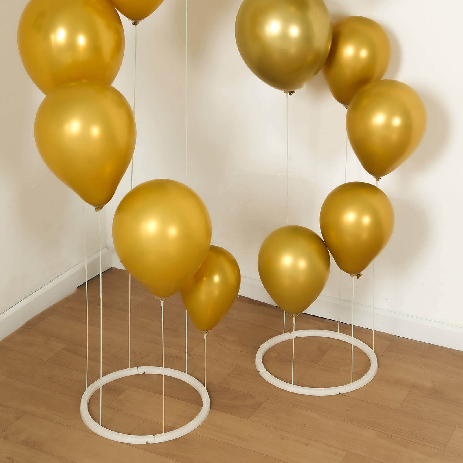 2-Pack 3ft Floating Balloon Floor Stand Kit – White Spiral Balloon Holder with Round Base for Party Decorations