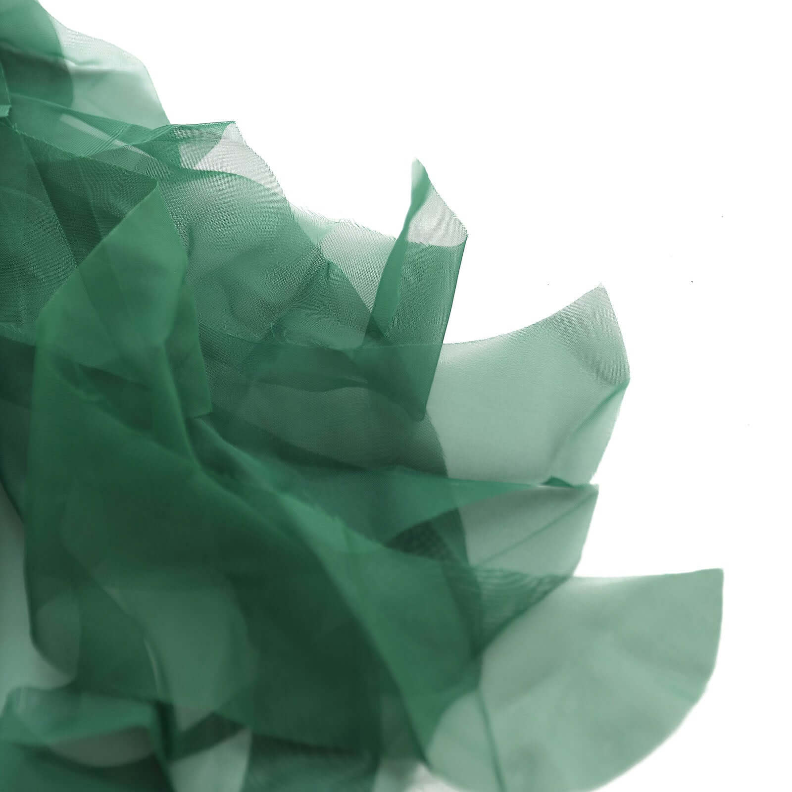 1 Set Chiffon Hoods Chair Sashes with Willow Ruffles Design Hunter Emerald Green - Stylish Chair Bow Decor