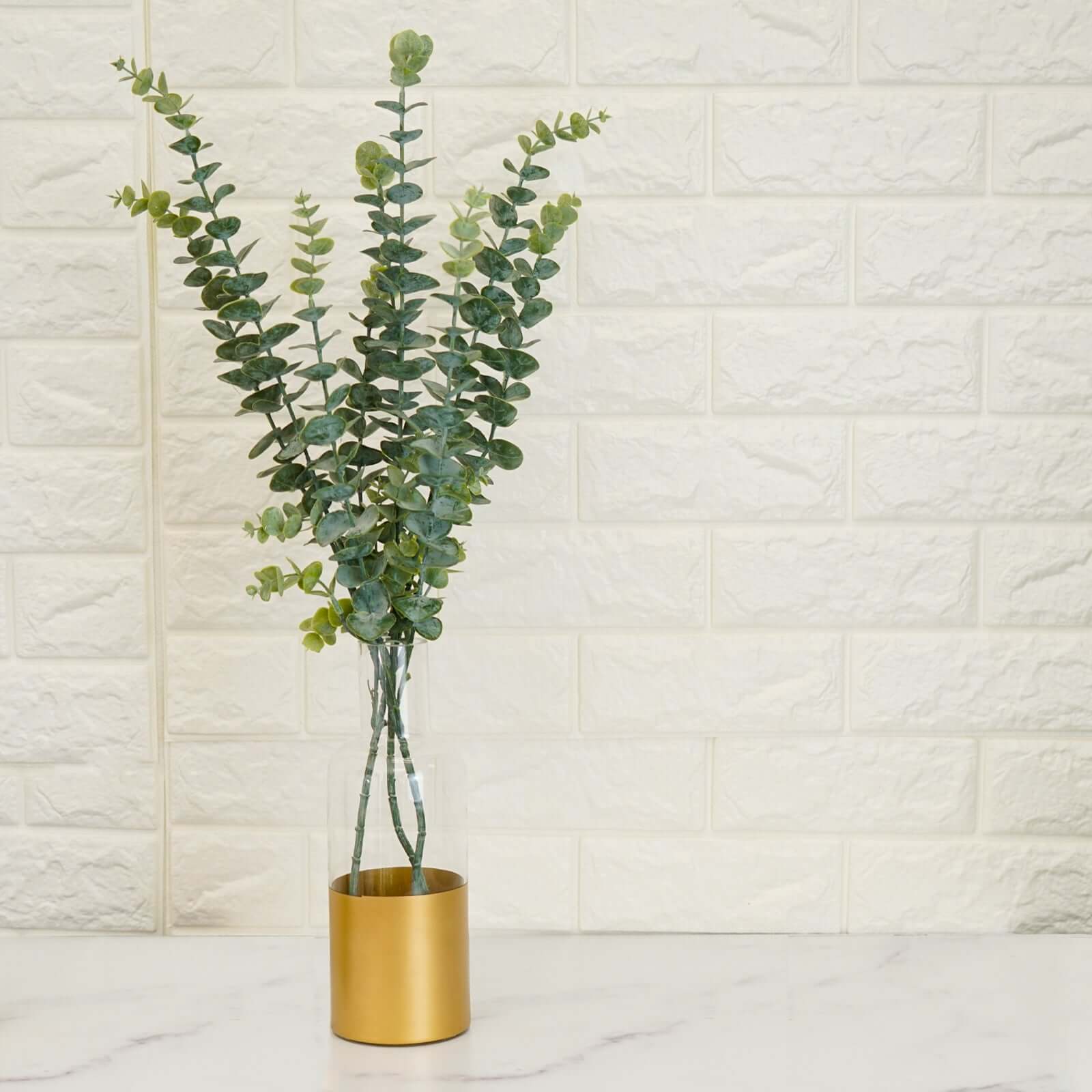 3 Bushes 30" Frosted Green Artificial Eucalyptus Branches Faux Plant
