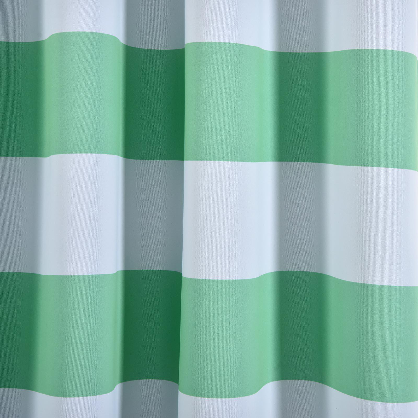 2 Pack White Mint Cabana Stripe Thermal Blackout Curtains With Chrome Grommet Window Treatment Panels - 52"x84"