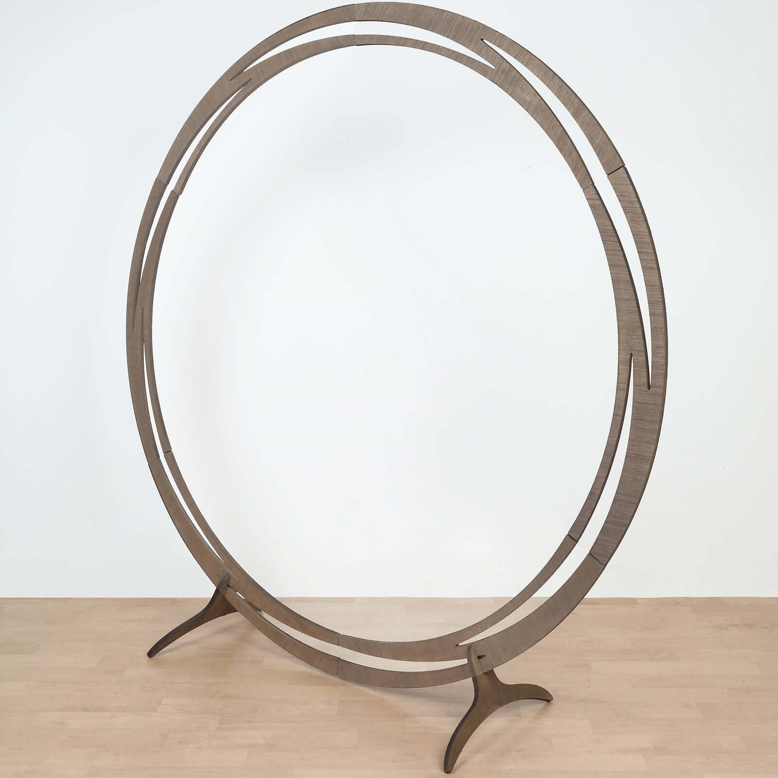 8ft Natural Brown Wood Round Event Party Arbor Backdrop Stand, Rustic DIY Wedding Arch