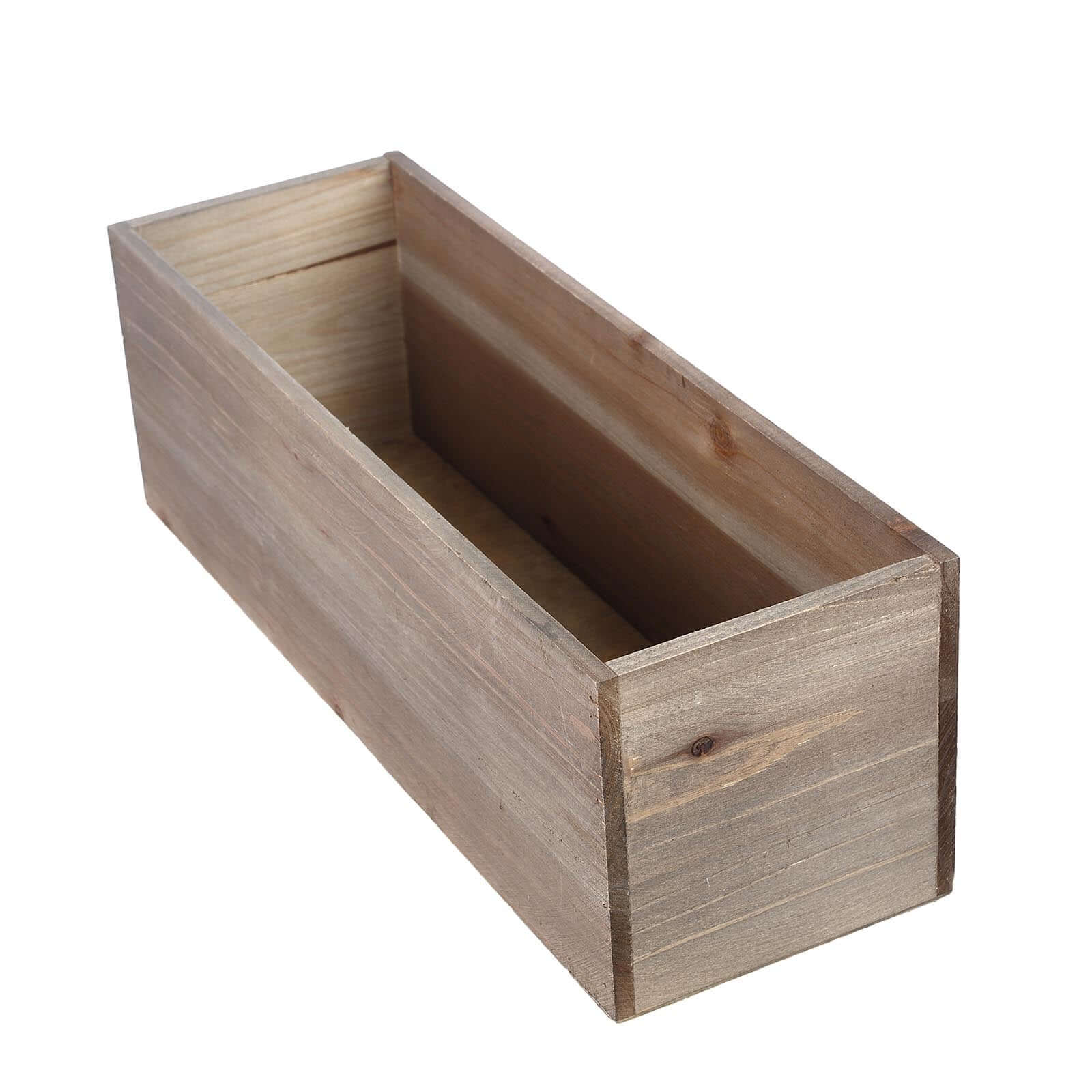 Natural Wood Planter Rectangular Box 18"x6"- Durable Decor with Removable Plastic Liner for Table Displays