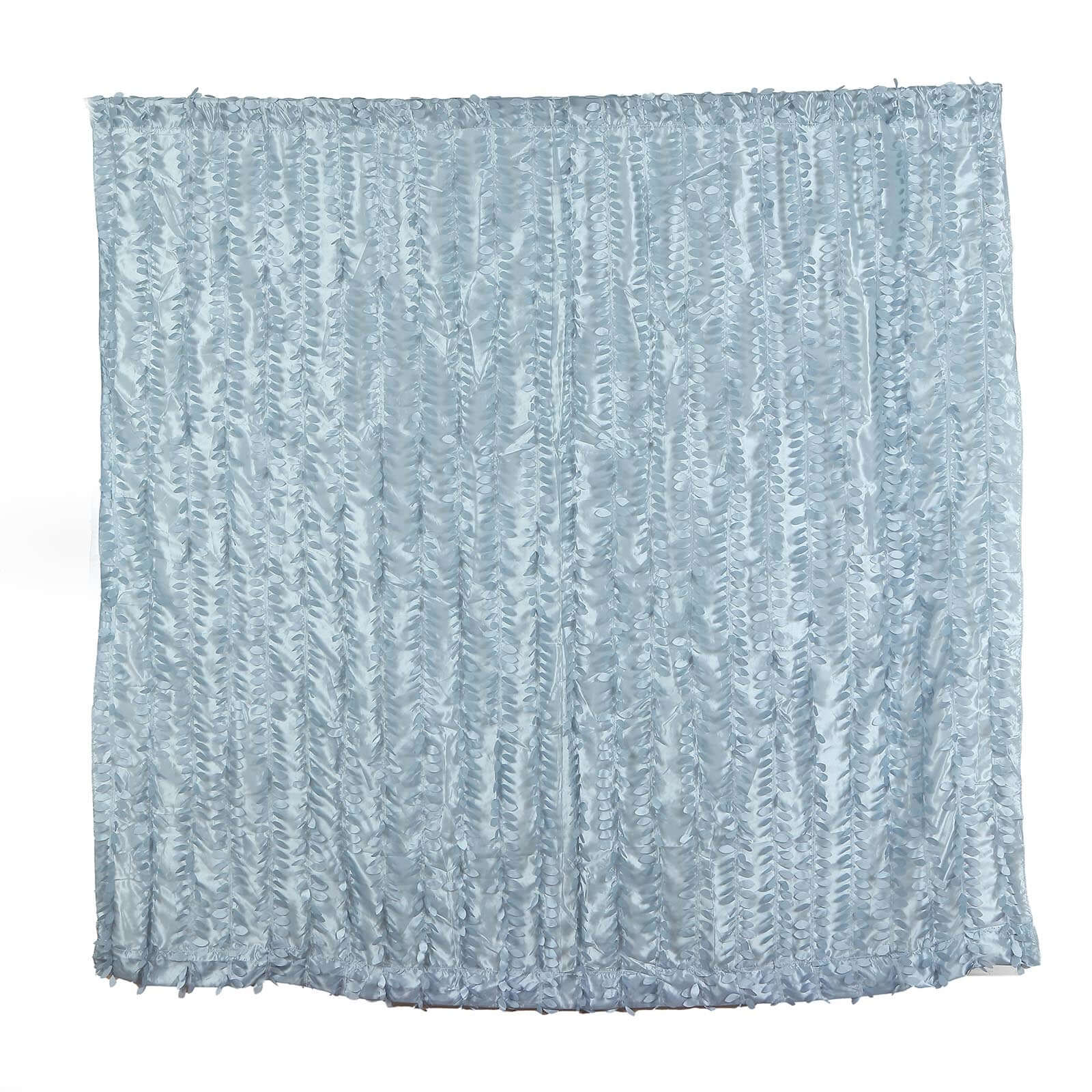8ftx8ft Dusty Blue 3D Leaf Petal Taffeta Event Curtain Drapes, Backdrop Event Panel With Rod Pocket