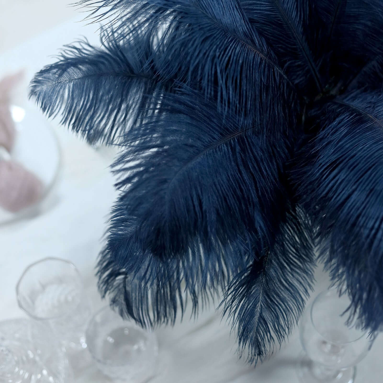 12 Pack 13"-15" Navy Blue Natural Plume Real Ostrich Feathers, DIY Centerpiece Fillers