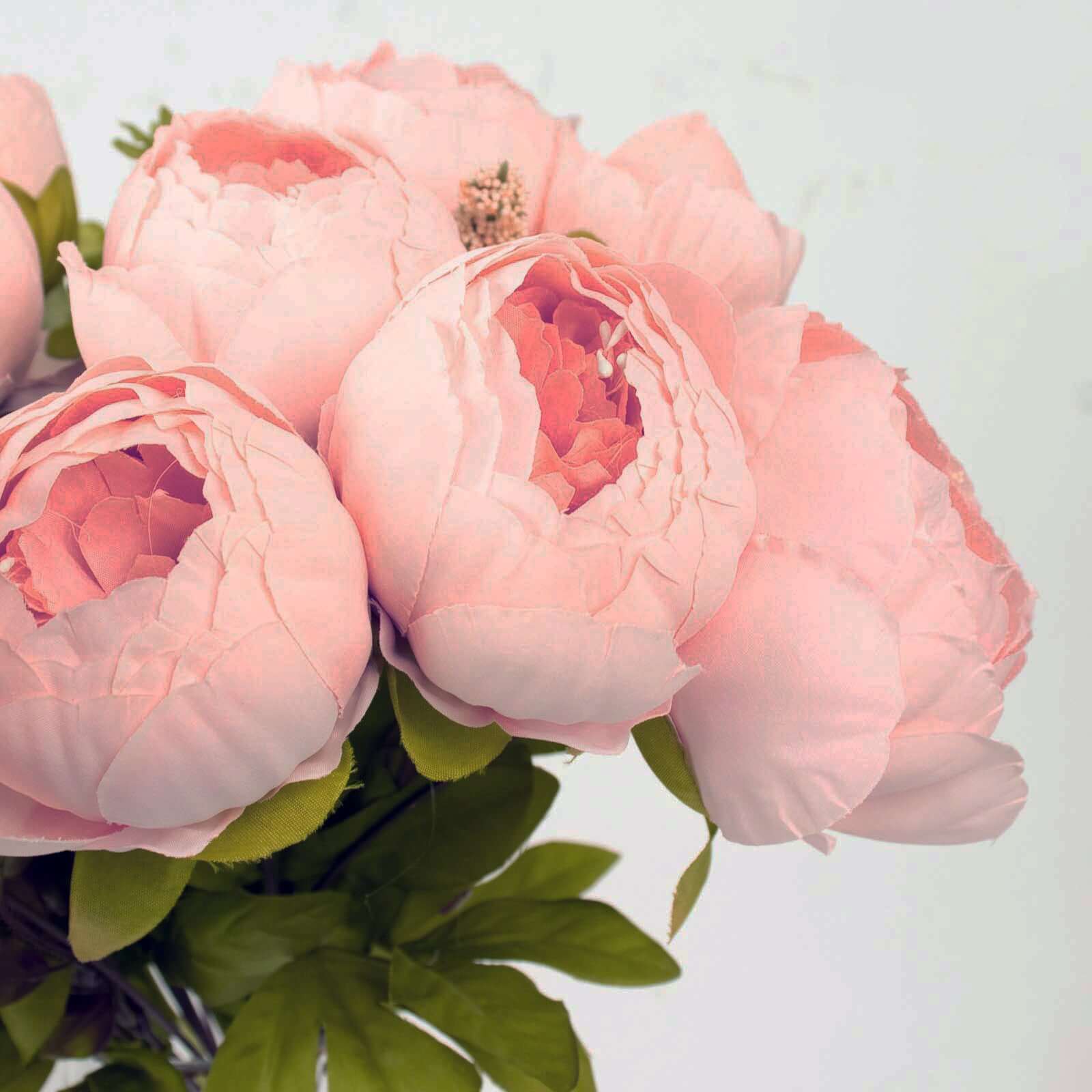 2 Pack 19" Pink Artificial Peony Flower Wedding Bouquets, Faux Silk Flower Arrangements