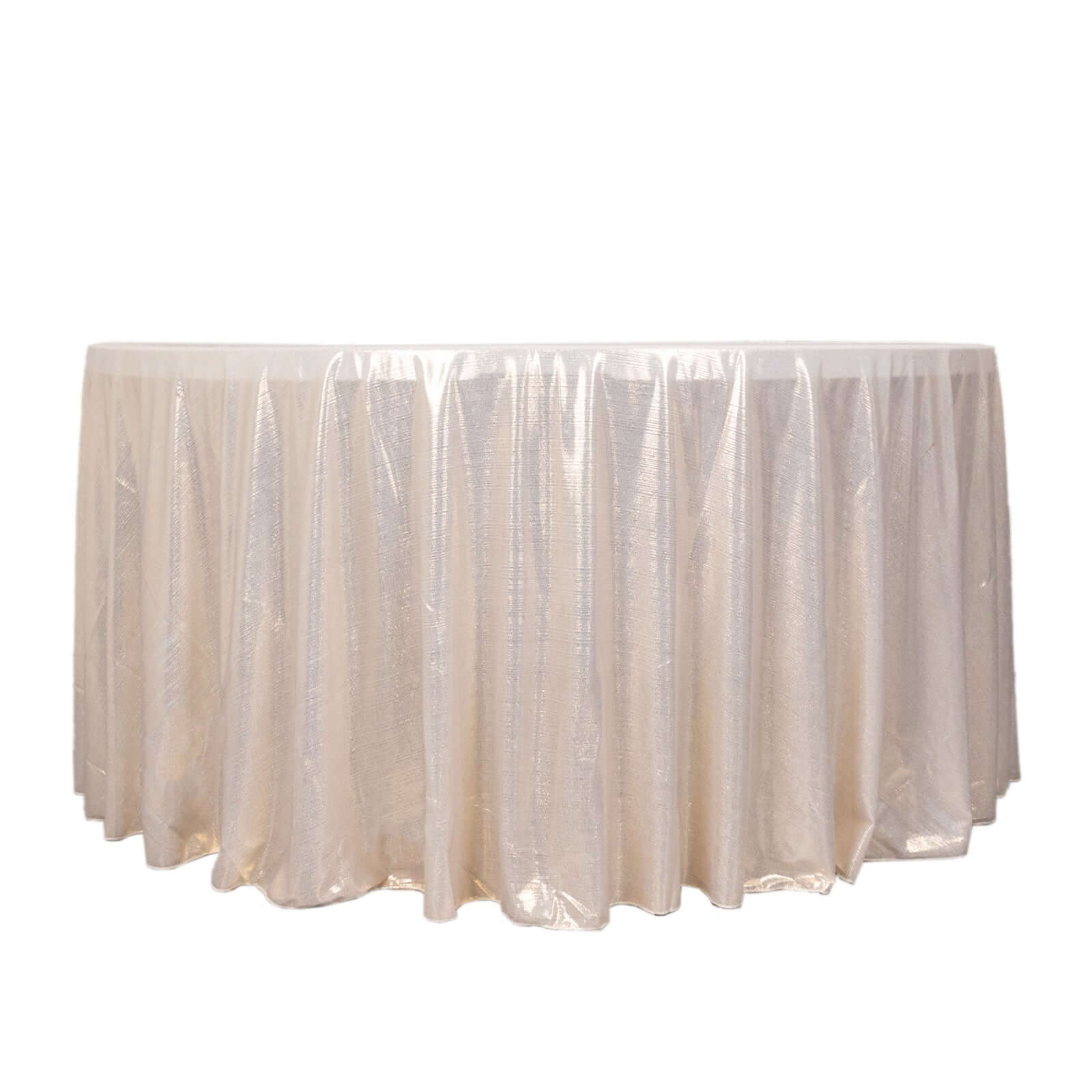 Sequin Dots Polyester Round 120" Tablecloth Beige - Wrinkle Free & Sparkling Table Cover