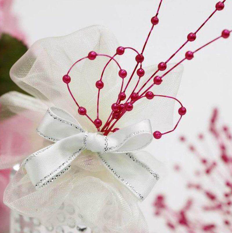 12 Bunches Faux Pearl Bead Spray Vase Fillers in Burgundy - Lustrous DIY Craft Beads 7"