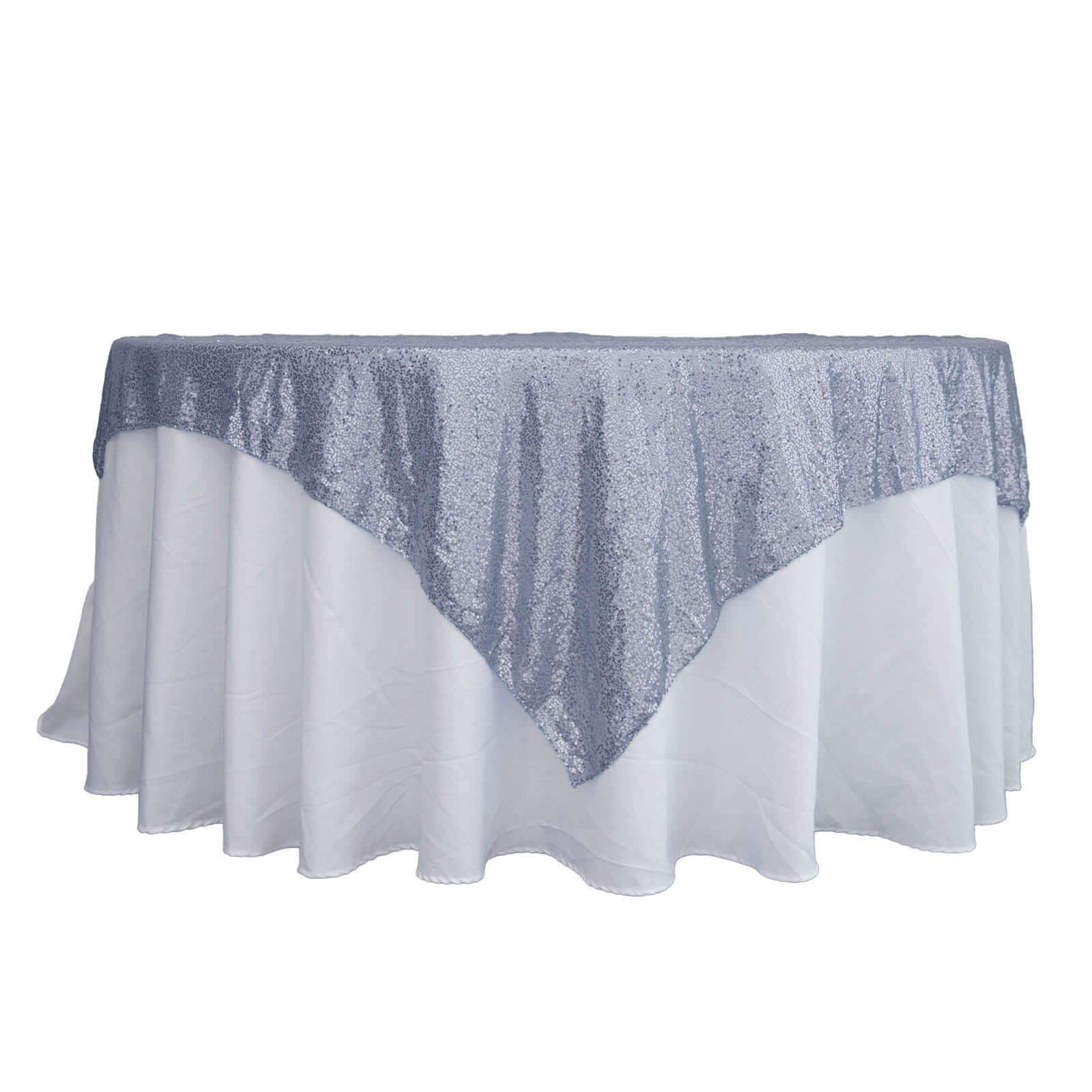 Sequin 60"x60" Table Overlay Square Tablecloth Dusty Blue - Luxe Wedding Table Topper