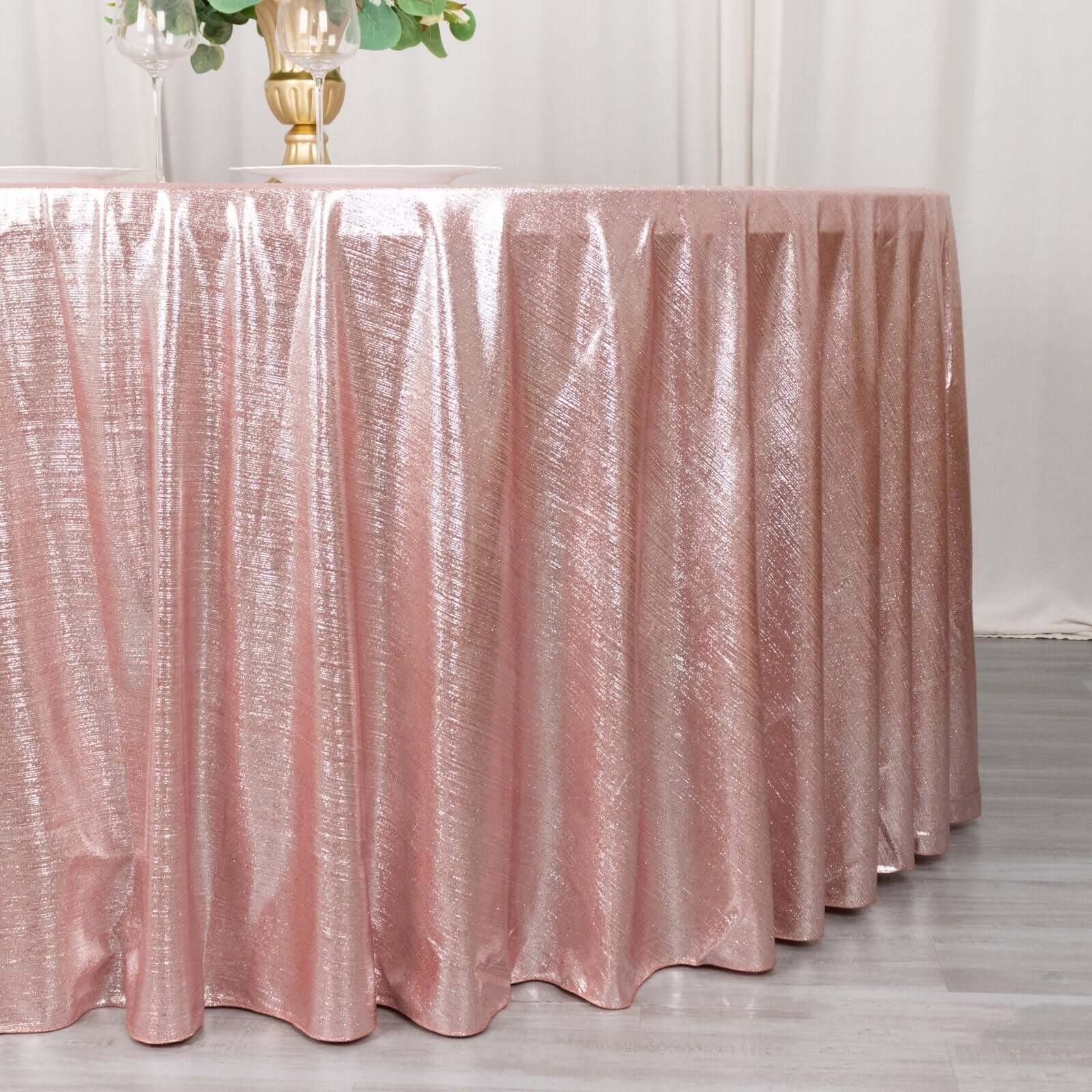 Sequin Dots Polyester Round 120" Tablecloth Rose Gold - Wrinkle Free & Sparkling Table Cover