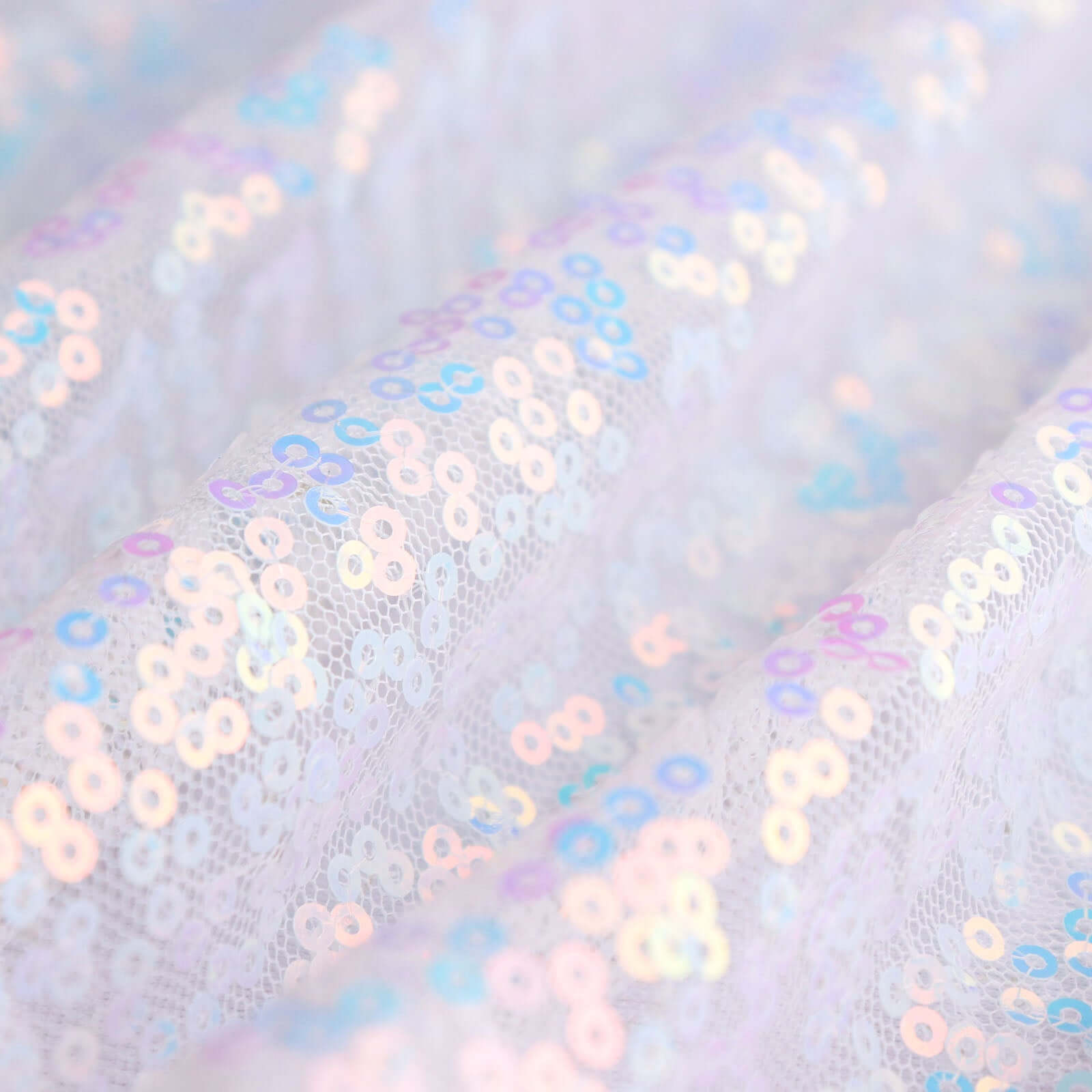 Sequin 132" Round Tablecloth Iridescent Blue - Seamless Dazzling Table Cover