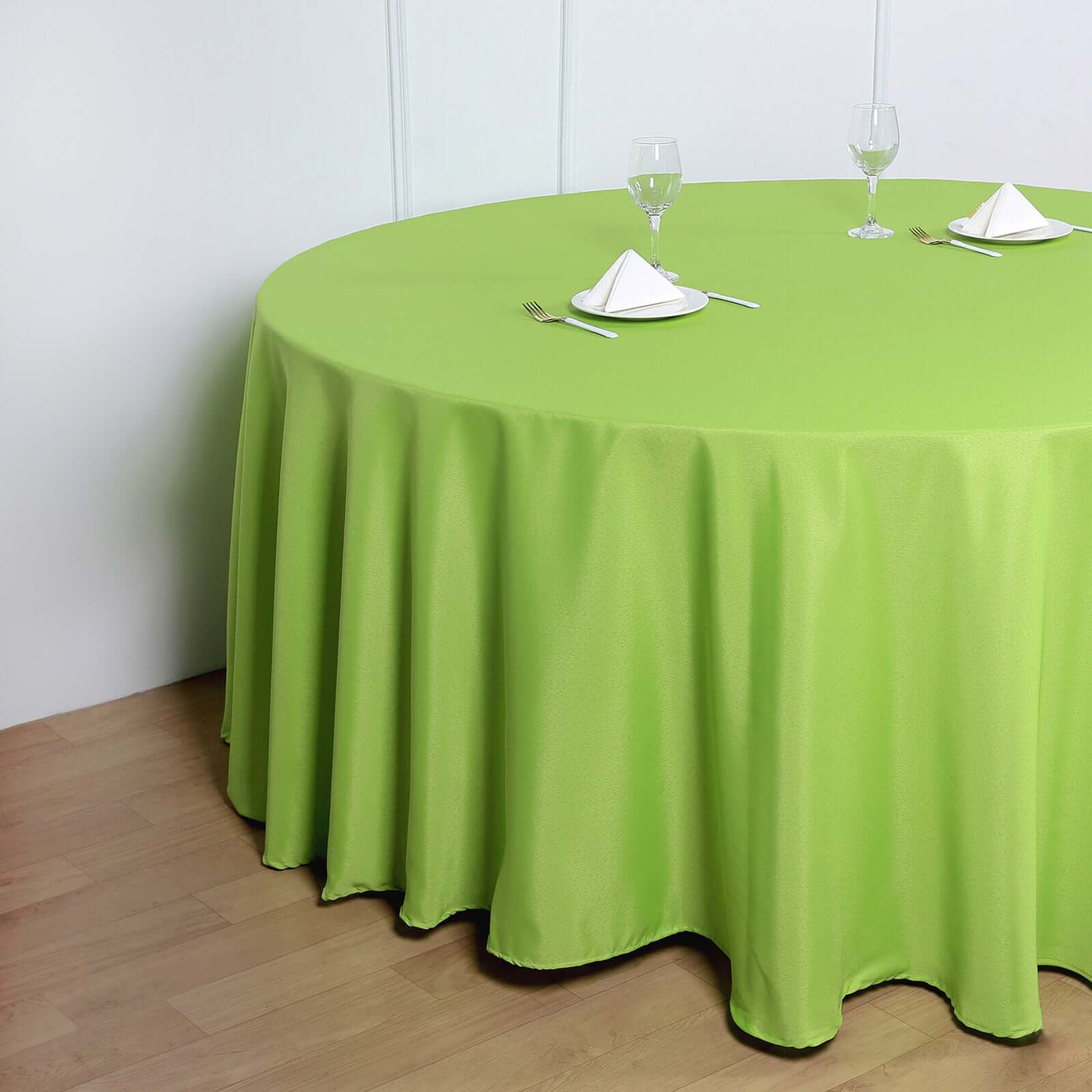 Polyester 120" Round Tablecloth Apple Green - Seamless Wrinkle-Resistant Table Cover