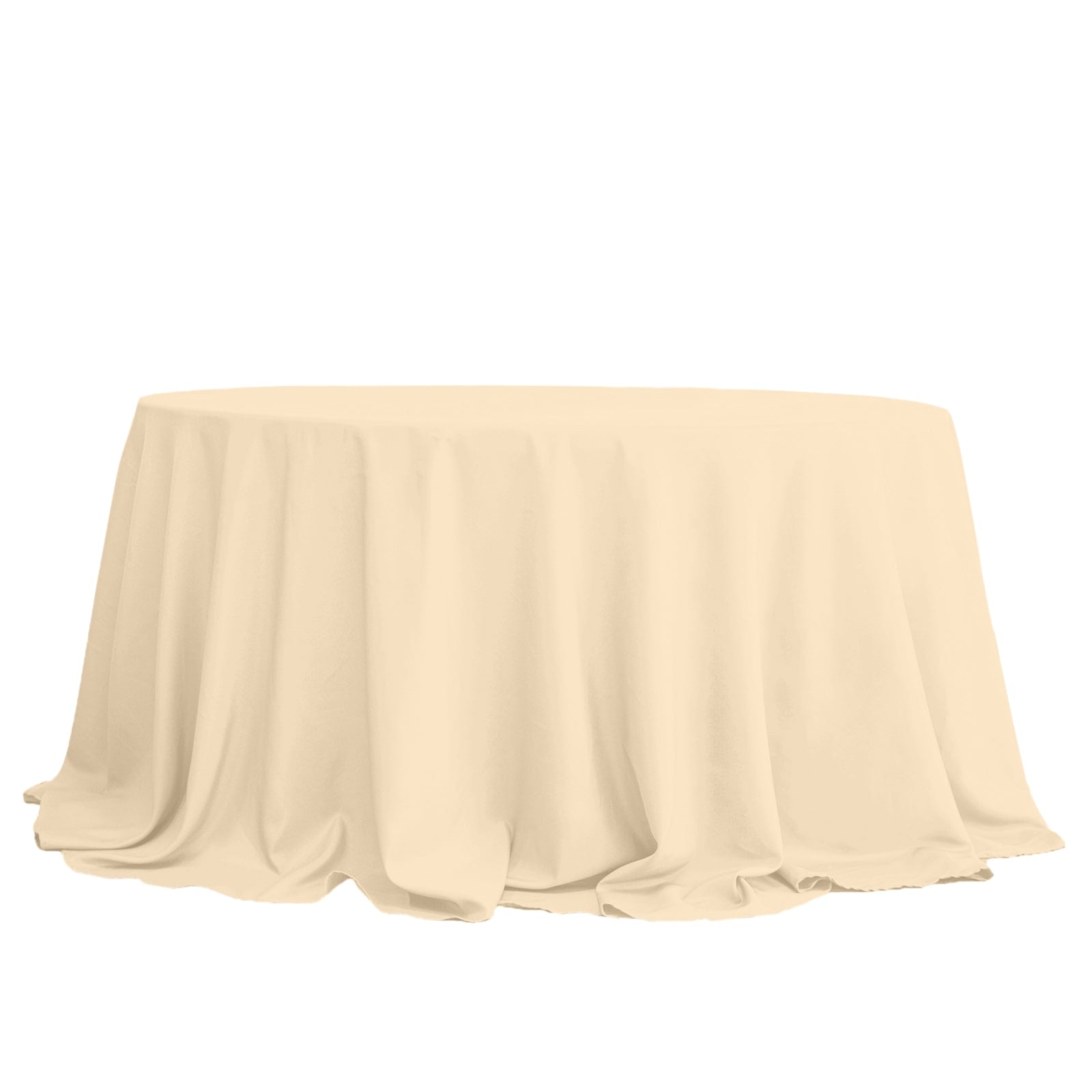 Polyester 132" Round Tablecloth Beige - Seamless Chic Table Cover
