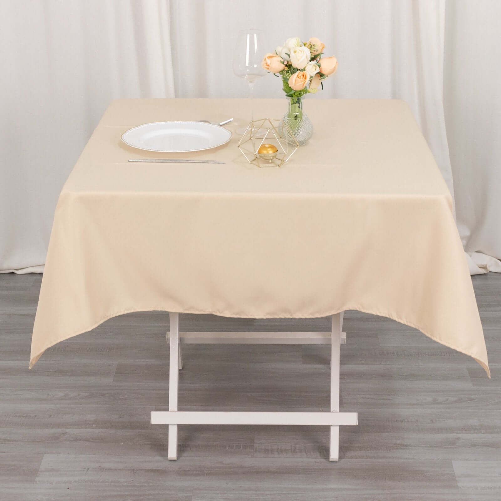 Premium Polyester 54"x54" Square Tablecloth Beige - Stain and Wrinkle-Resistant 220GSM Table Cover