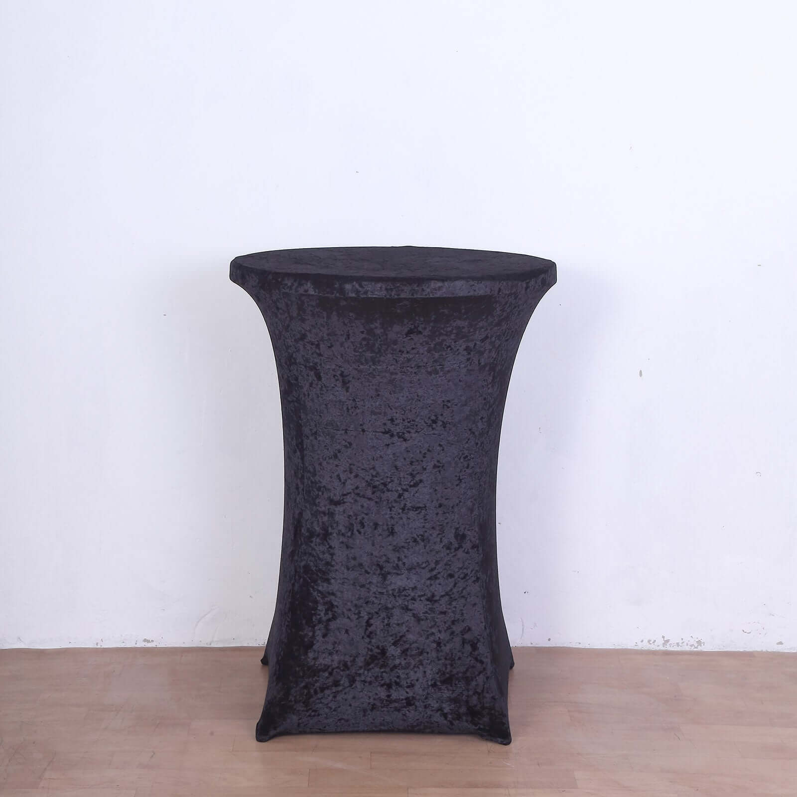 Crushed Velvet Spandex 32" Round Cocktail Table Cover Black Smooth Highboy Tablecloth