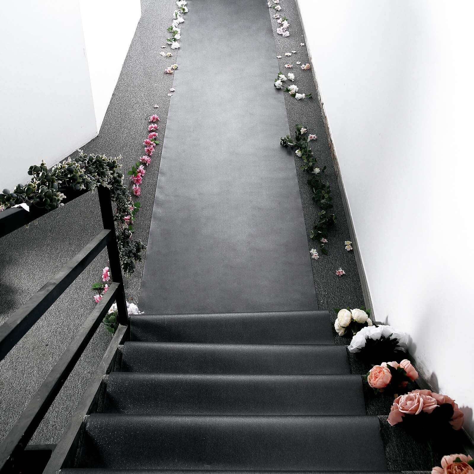 3ftx50ft Black Sparkle Glitter Wedding Aisle Runner, Non-Woven Red Carpet Runner Prom, Hollywood, Glam Parties
