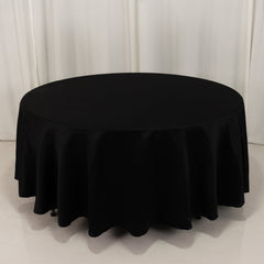 Lamour Satin 108" Round Tablecloth Black - Durable & Silk-Like Table Cover for Classy Weddings & Events
