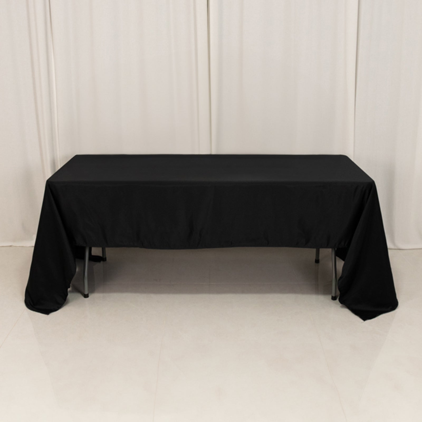 Lamour Satin 60"x126" Rectangle Tablecloth Black - Soft & Silk-Like Table Cover for Upscale Dining