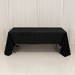 Lamour Satin 60"x126" Rectangle Tablecloth Black - Soft & Silk-Like Table Cover for Upscale Dining