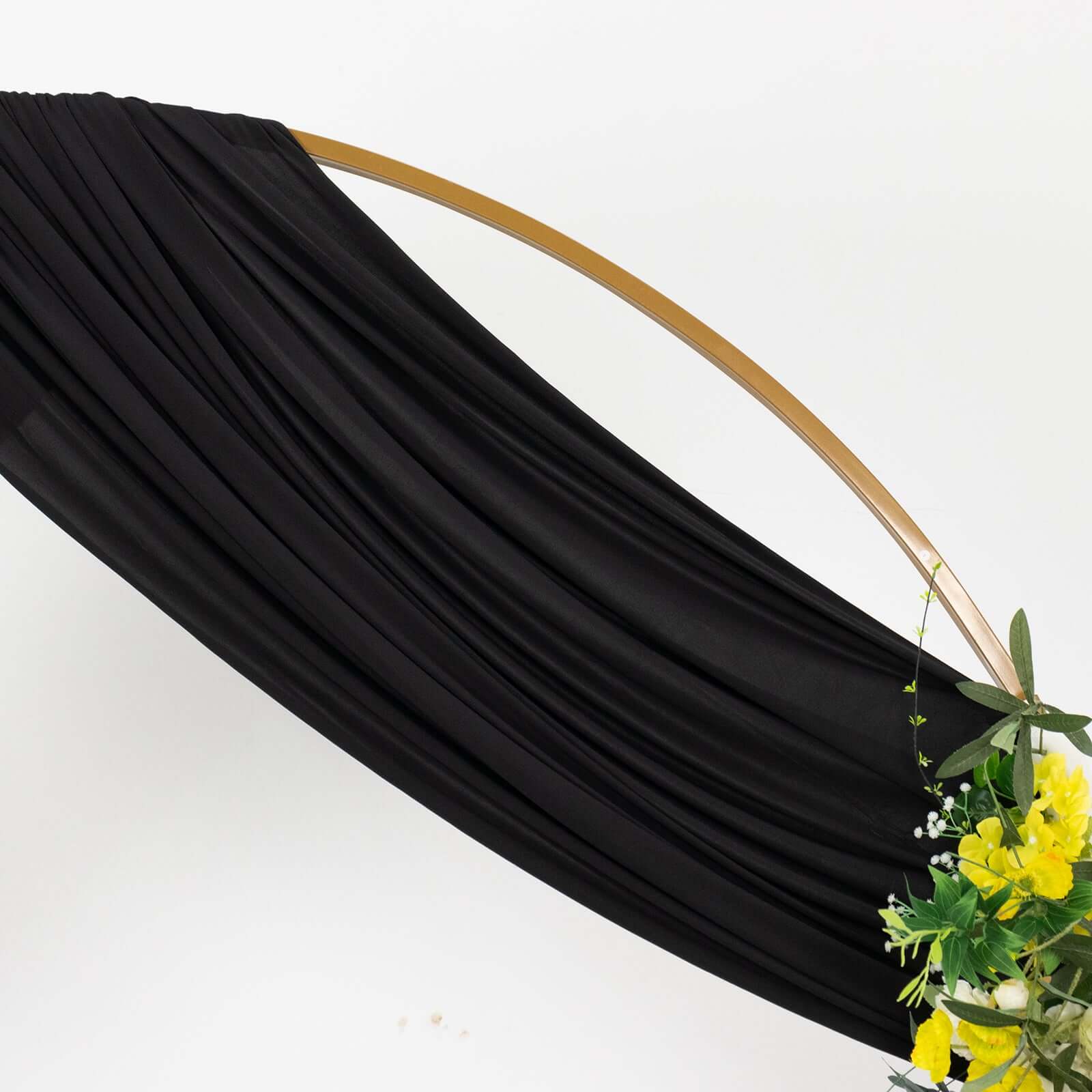 Black 4-Way Stretch Spandex Event Curtain Drapes, Wrinkle Free Backdrop Event Panel with Rod Pockets - 5ftx18ft