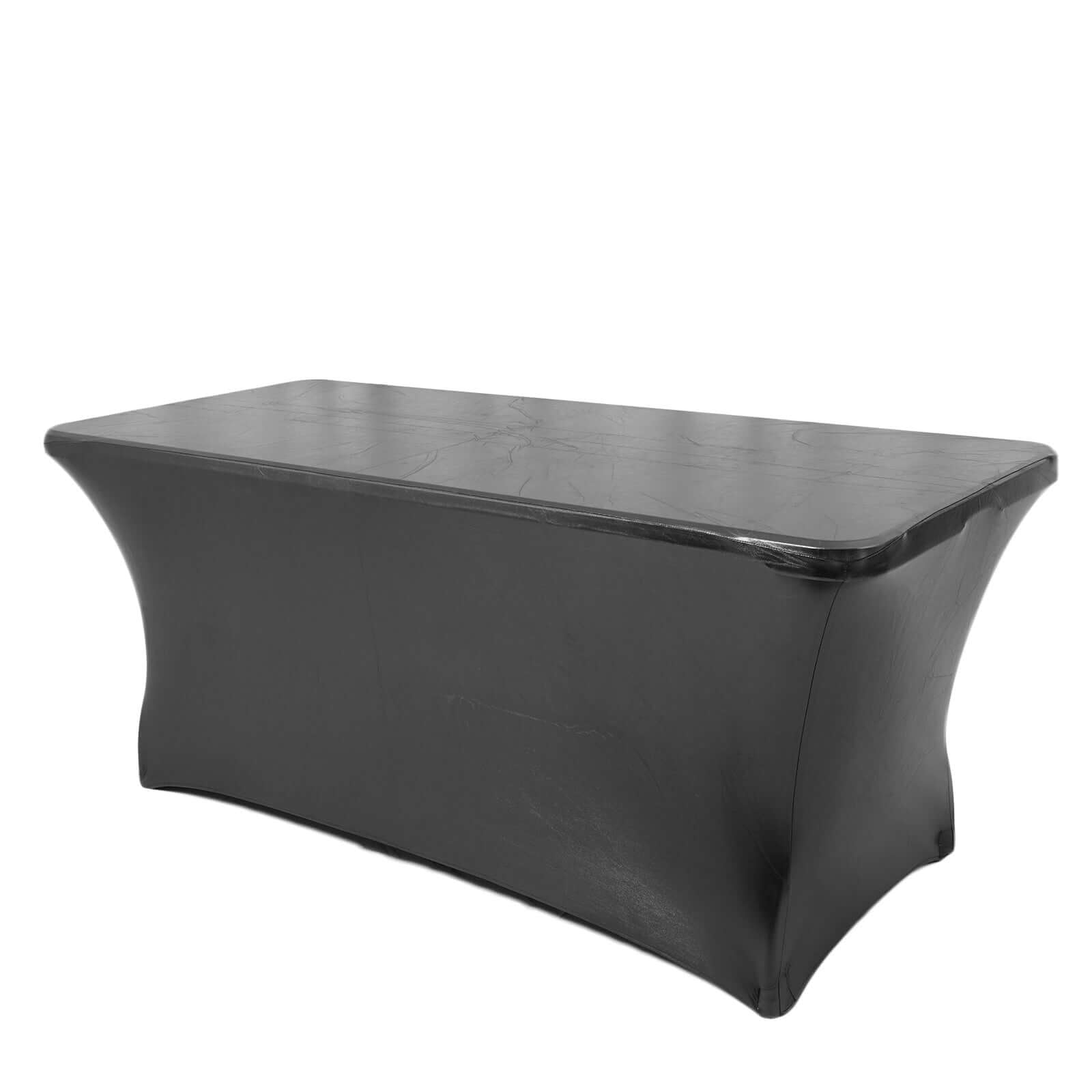 Stretch Spandex 72"x30" Rectangle Tablecloth Metallic Black - Form-Fitting Table Cover