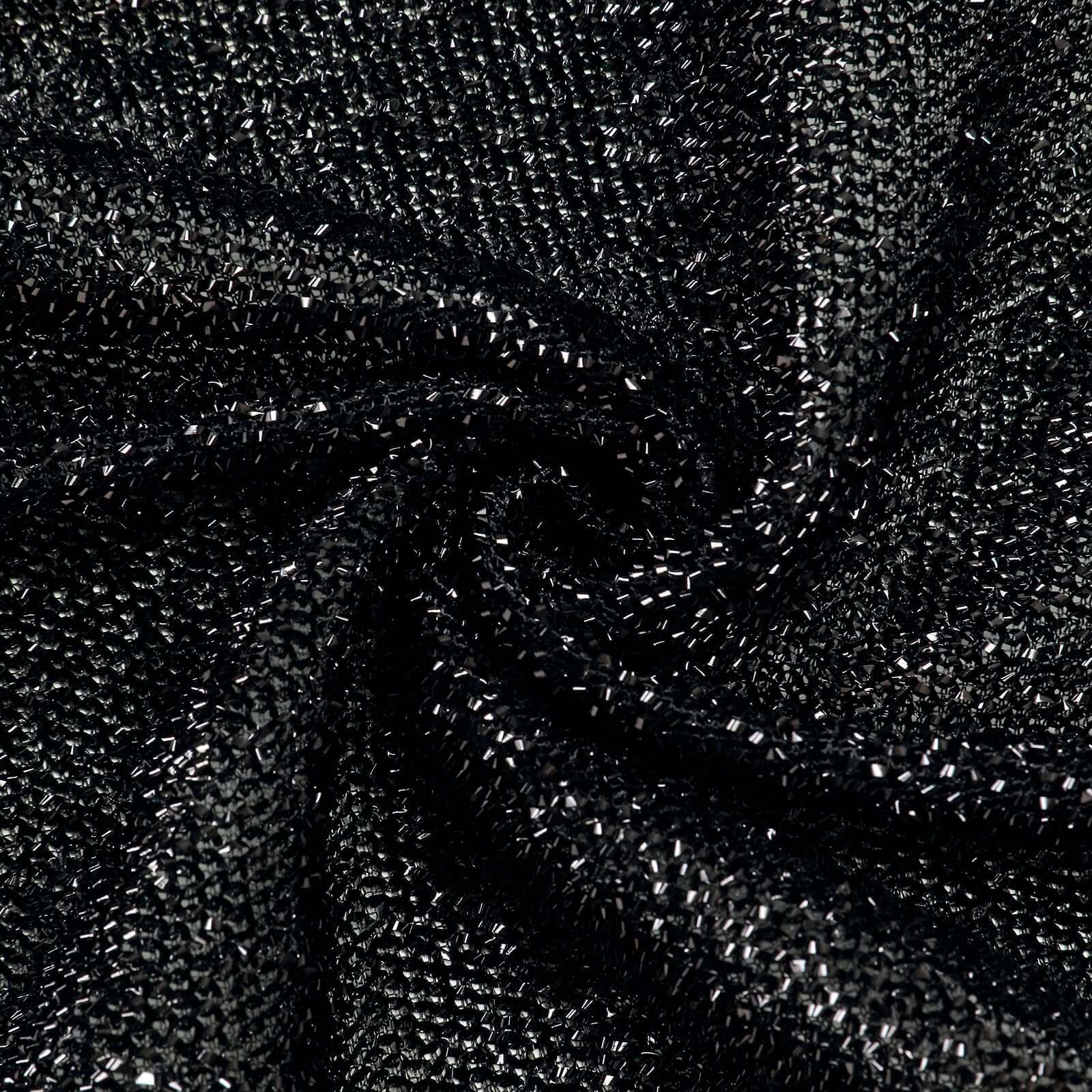 8ftx7ft Black Metallic Shimmer Tinsel Spandex Hexagon Wedding Arbor Cover, 2-Sided Backdrop