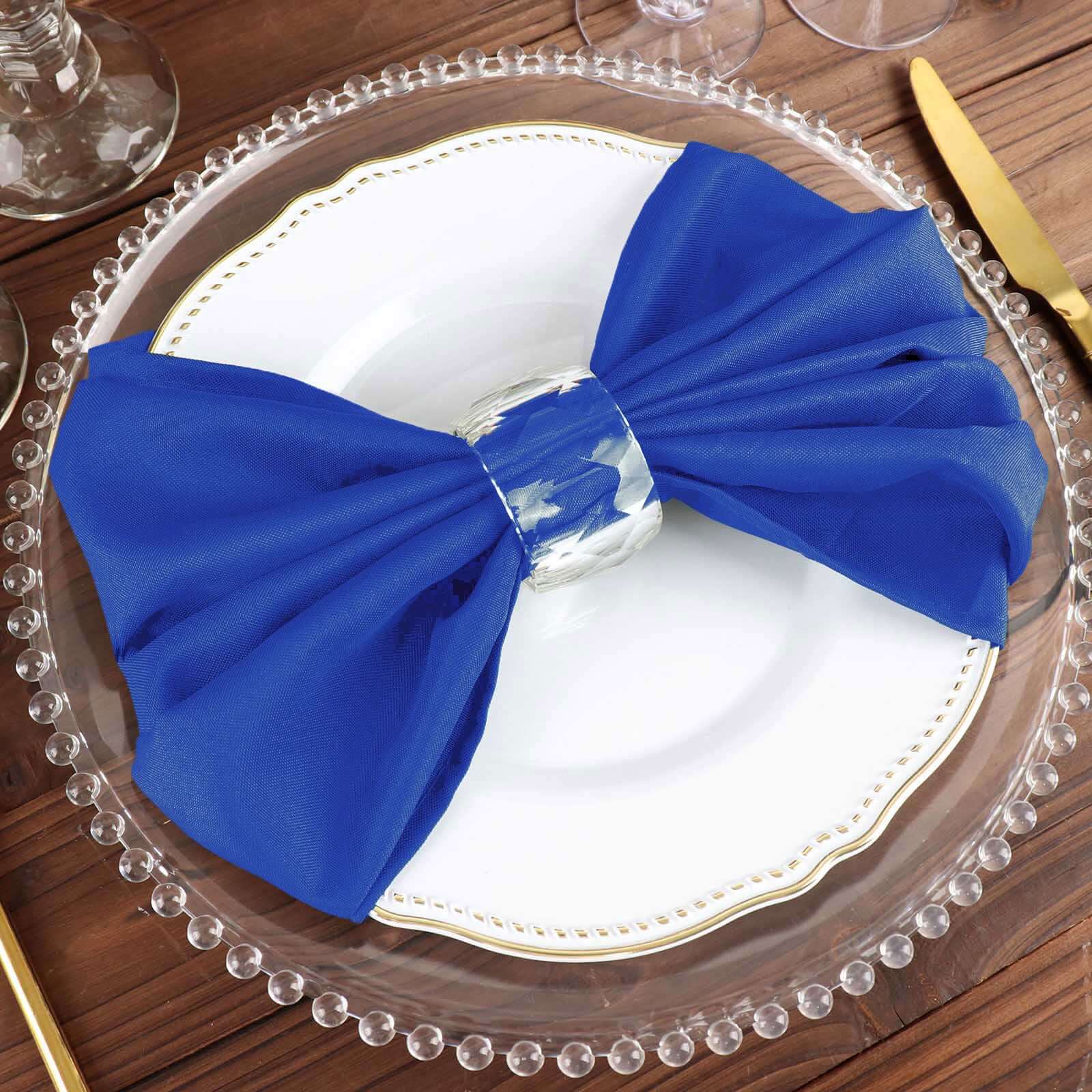 5 Pack Polyester 20"x20" Napkins Royal Blue - Wrinkle Resistant & Easy Care Cloth Napkins