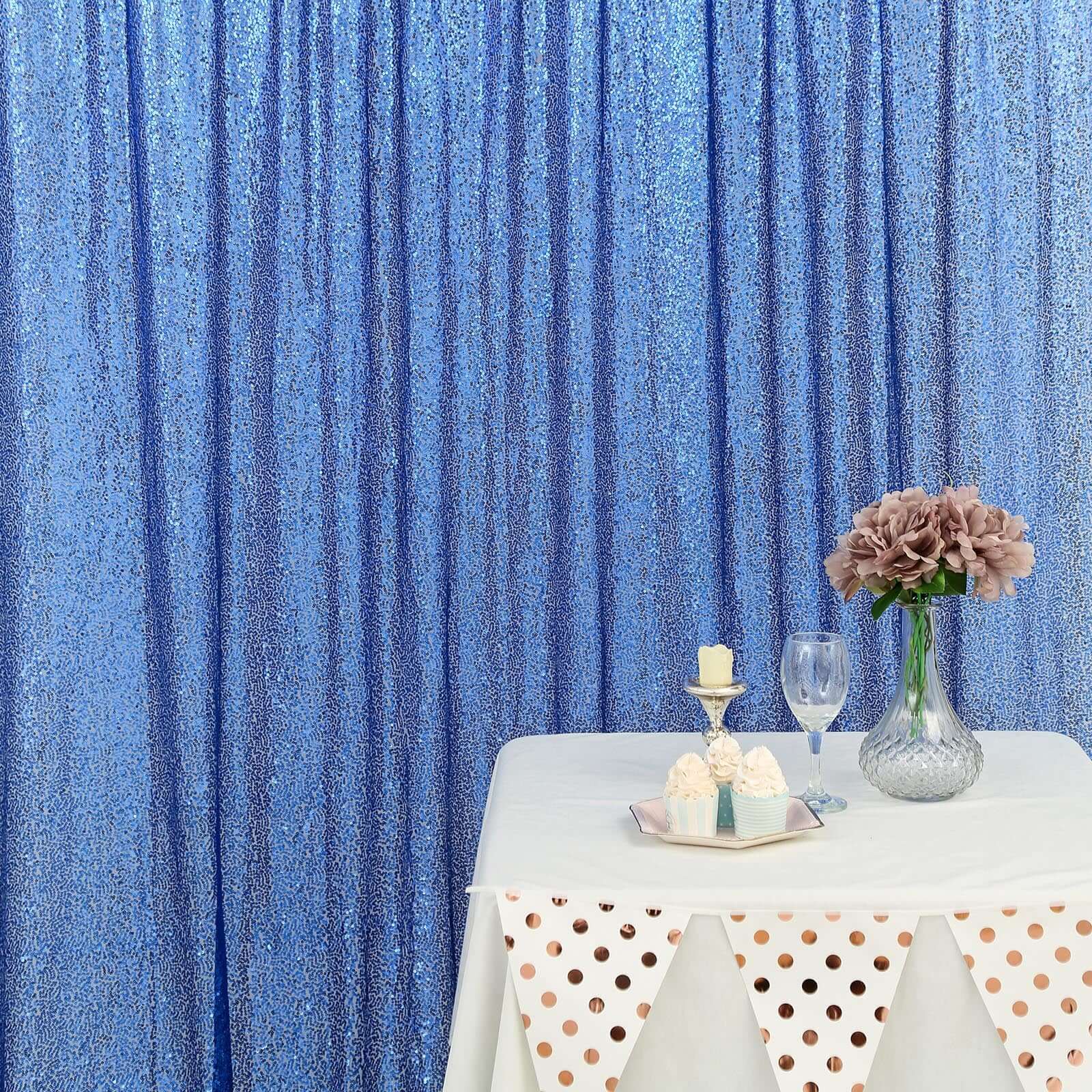 8ftx8ft Royal Blue Sequin Event Curtain Drapes, Backdrop Event Panel