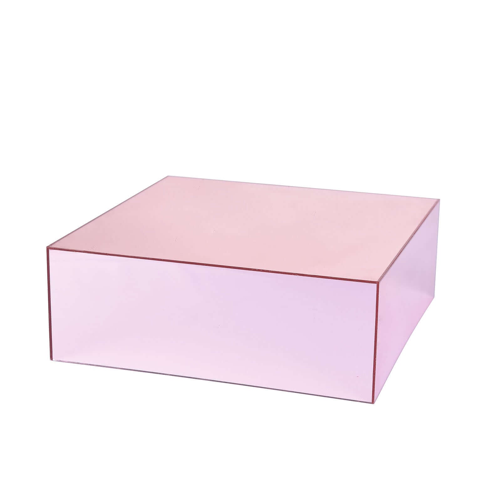 Acrylic Cake Box Stand Pedestal Riser Mirror Finish Rose Gold - Display for Desserts and Events 14"x14"