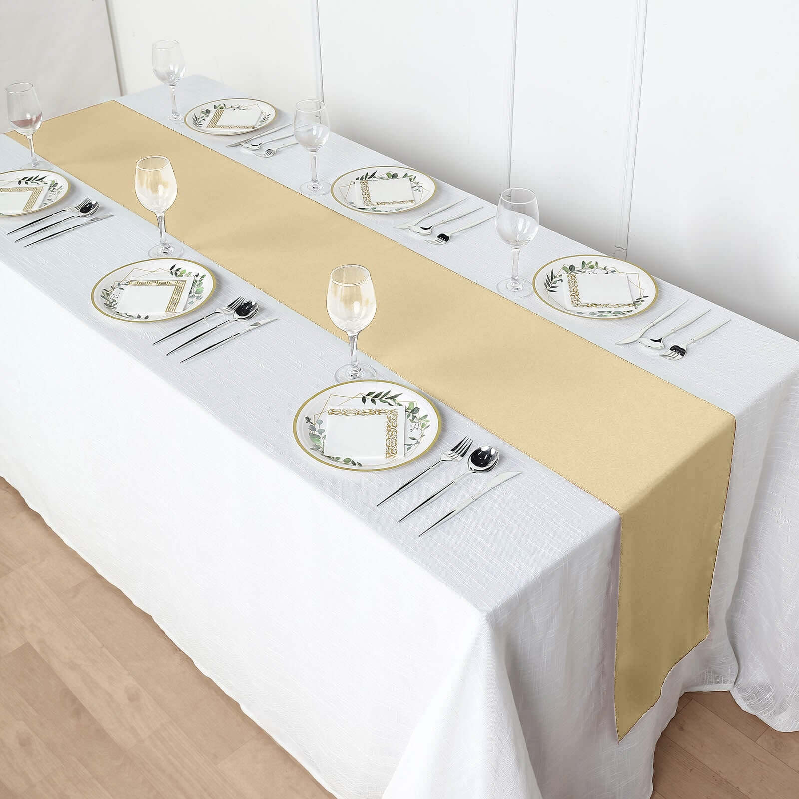 Polyester 12"x108" Table Runner Champagne - Durable & Wrinkle-Resistant Table Decor