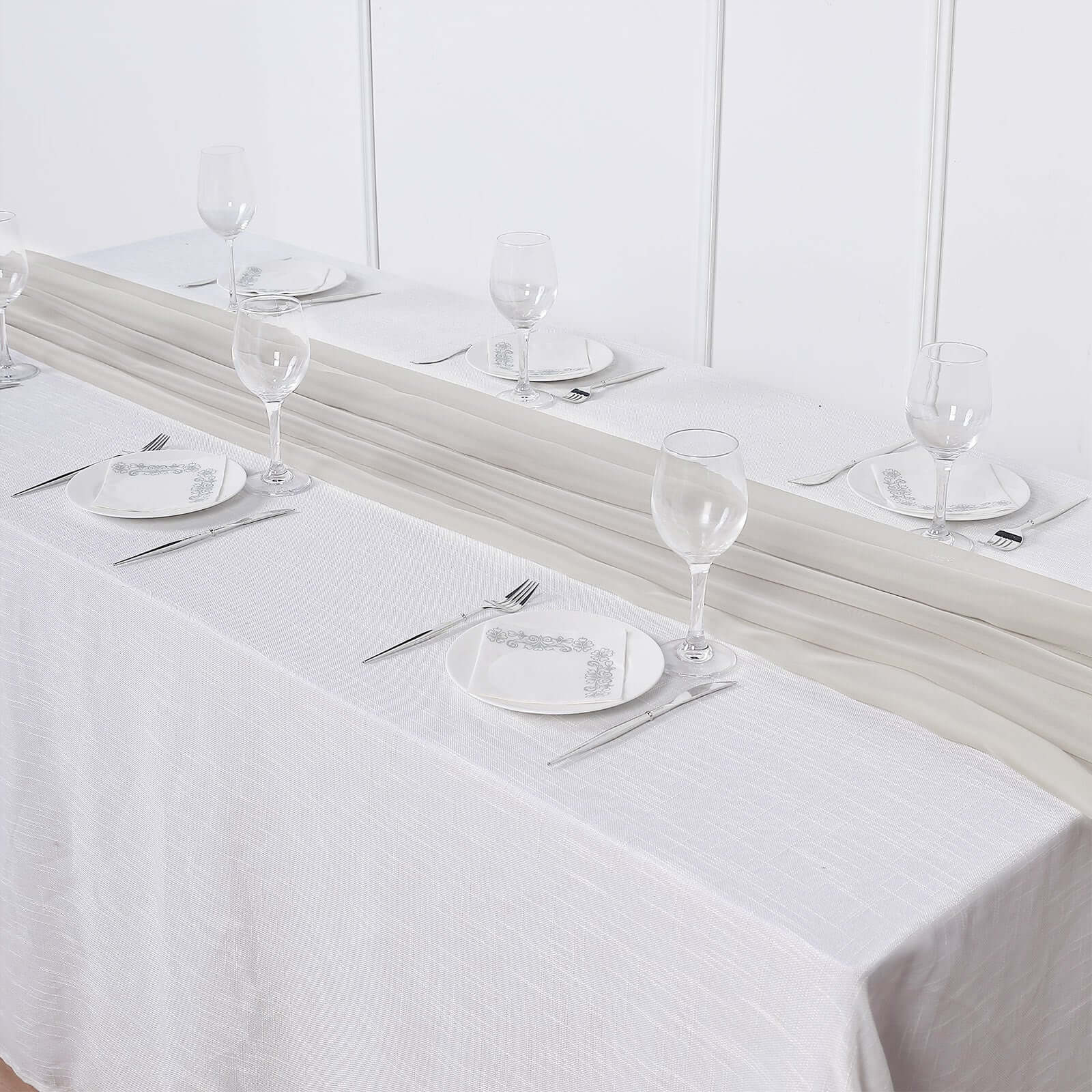 Premium Chiffon 6ft Table Runner Beige - Flowy & Lightweight Table Decor
