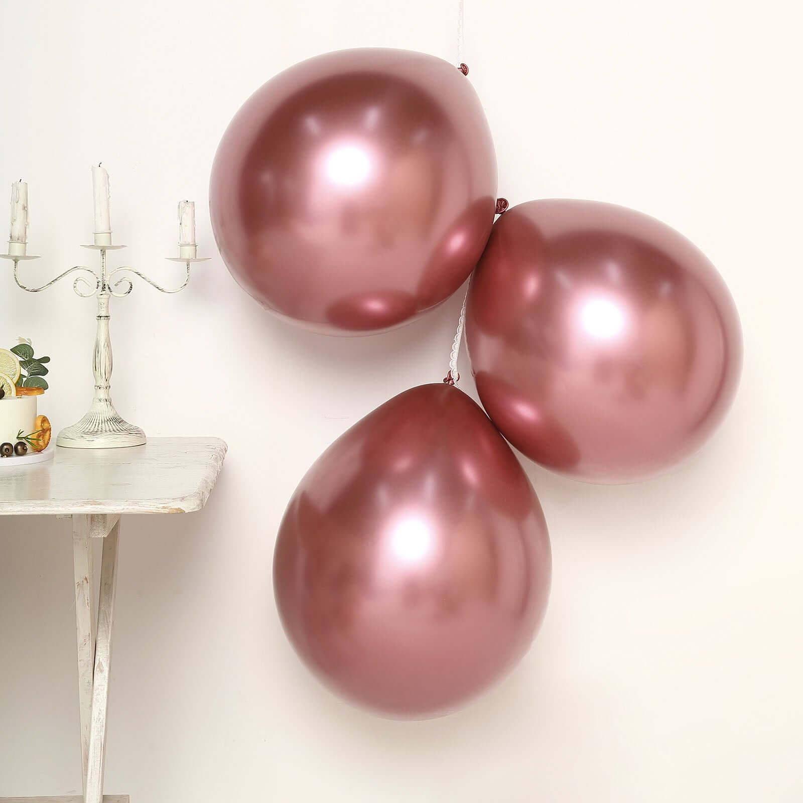5 Pack 18" Metallic Chrome Pink Latex Helium or Air Party Balloons