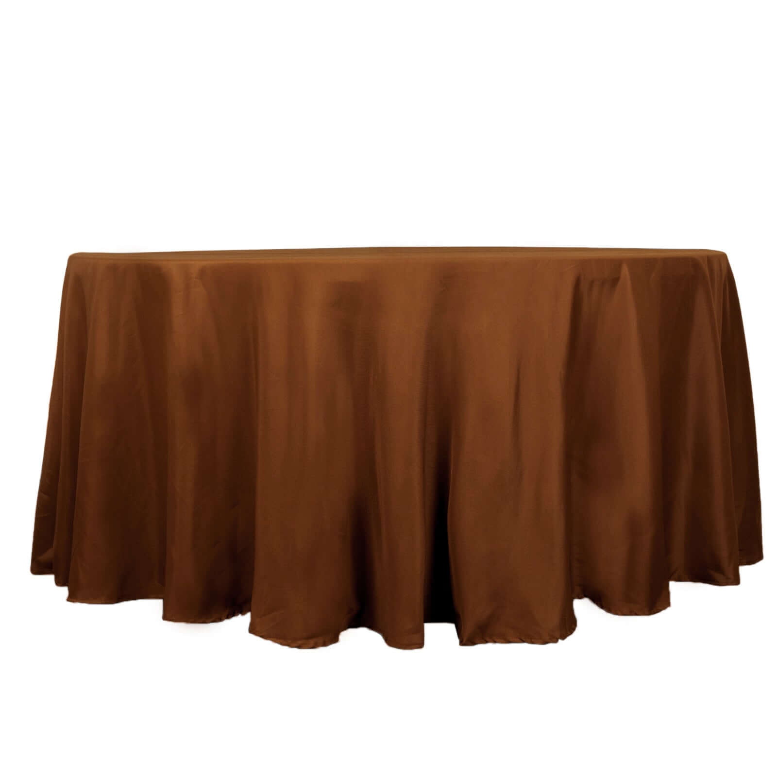 Polyester 120" Round Tablecloth Cinnamon Brown - Seamless Wrinkle-Resistant Table Cover