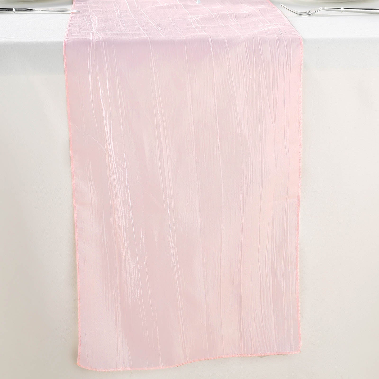 Taffeta 12"x108" Table Runner Blush - Accordion Crinkle Design