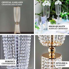 32" Silver Acrylic Crystal Pendant Chain Hourglass Chandelier Stand