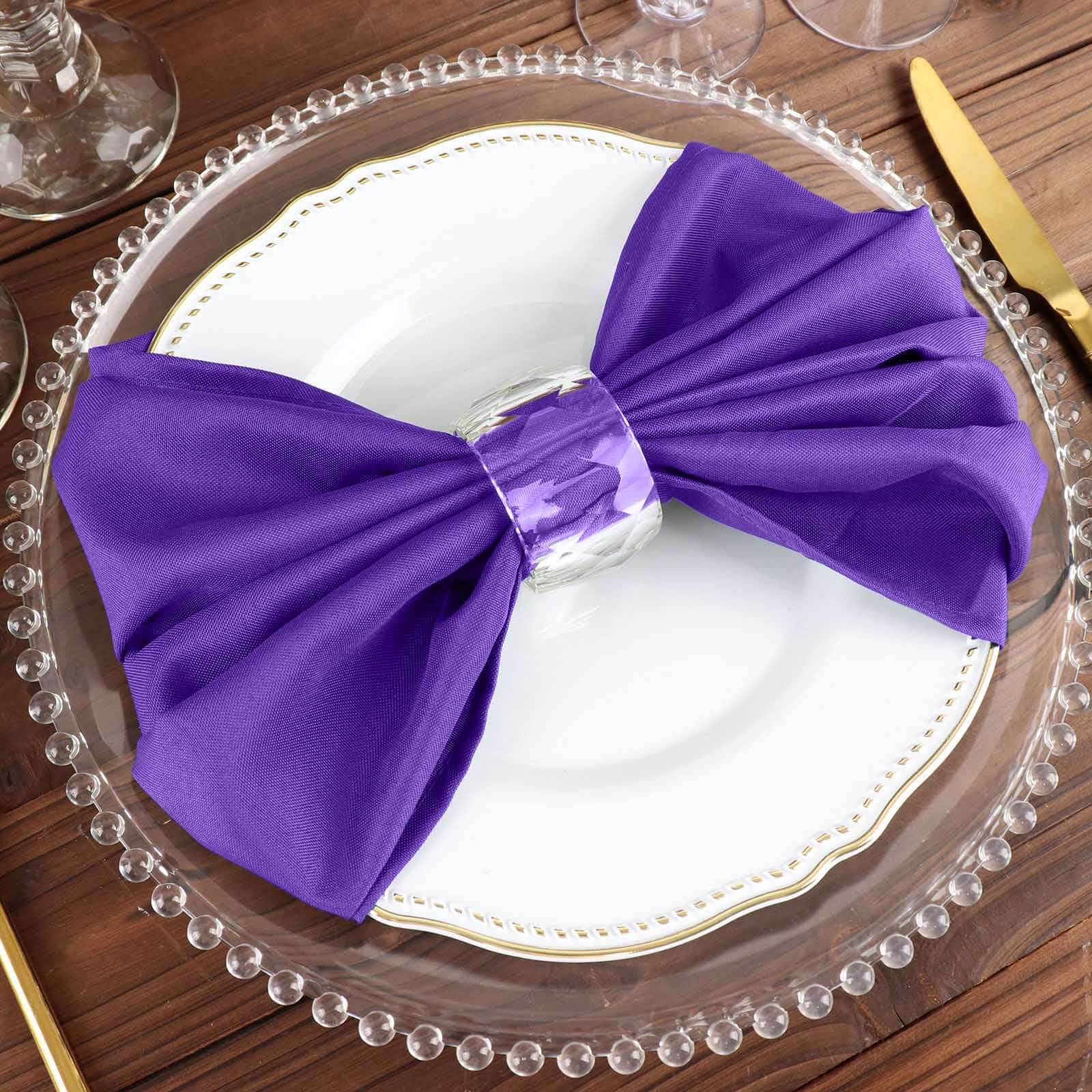5 Pack Polyester 20"x20" Napkins Purple - Wrinkle Resistant & Easy Care Cloth Napkins