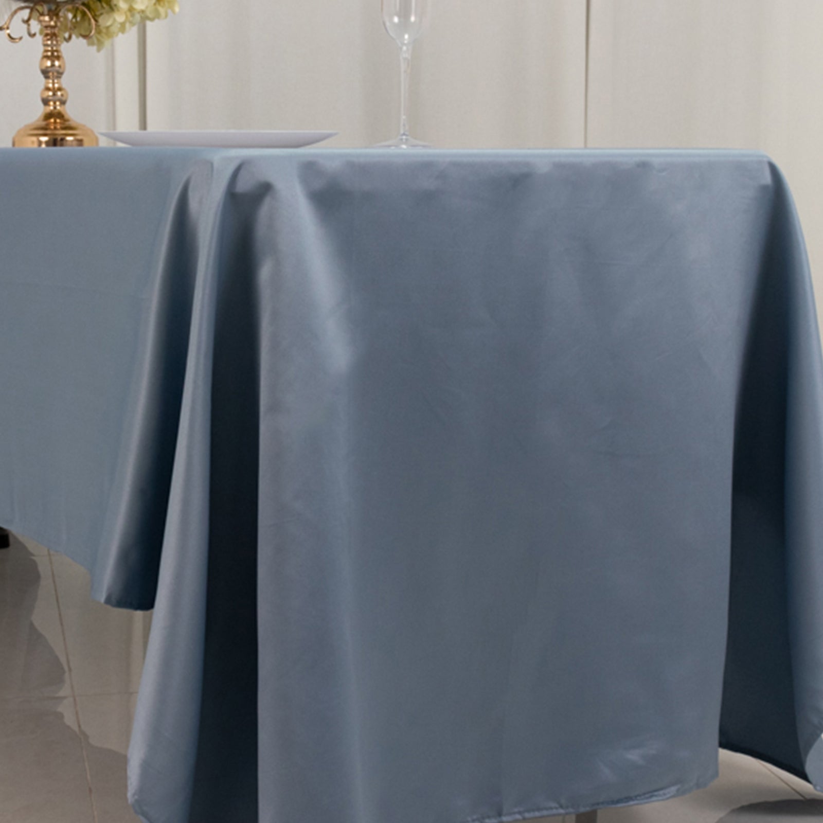 Lamour Satin 60"x126" Rectangle Tablecloth Dusty Blue - Soft & Silk-Like Table Cover