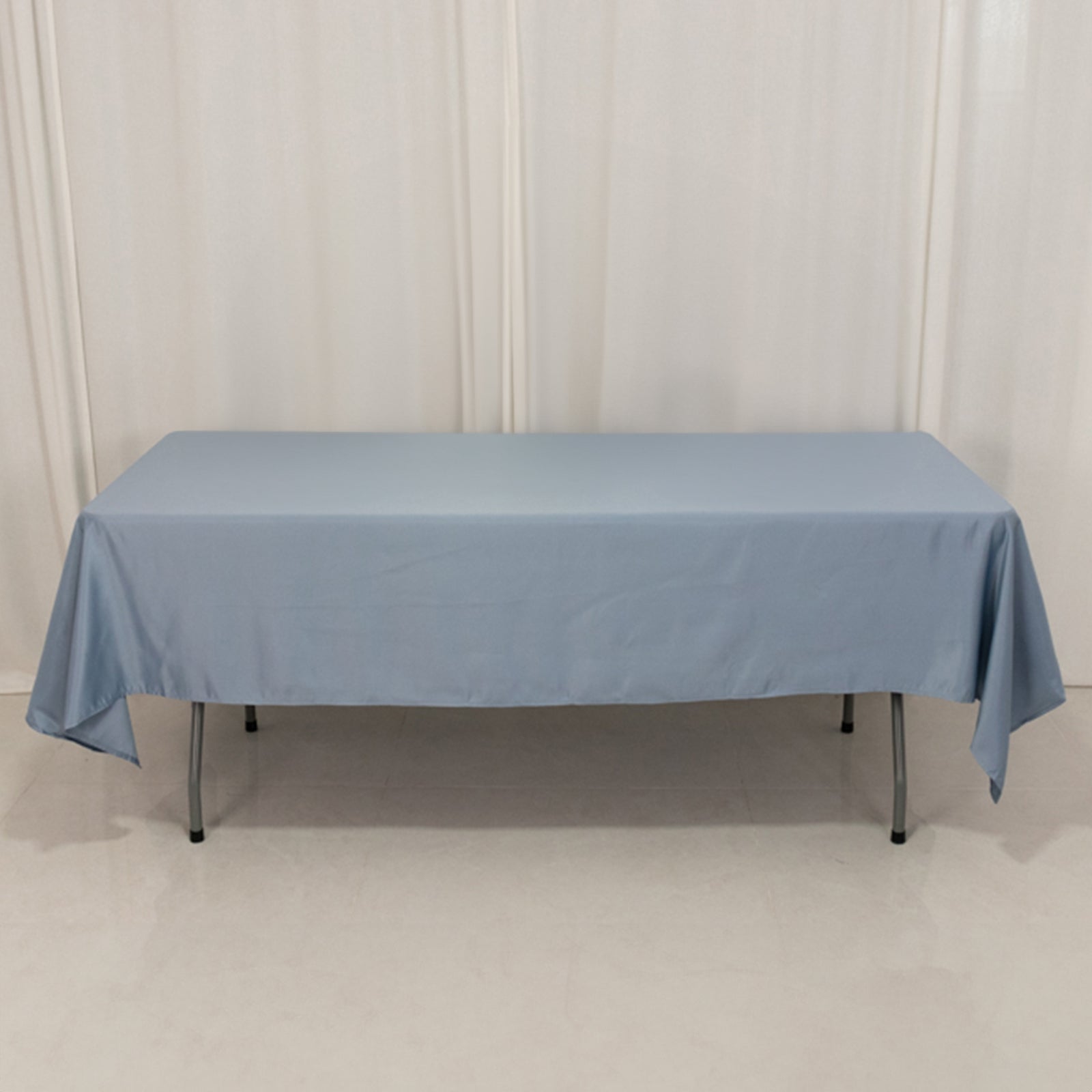 Lamour Satin 60"x102" Rectangle Tablecloth Dusty Blue - Durable & Silky Soft Feel Table Cover