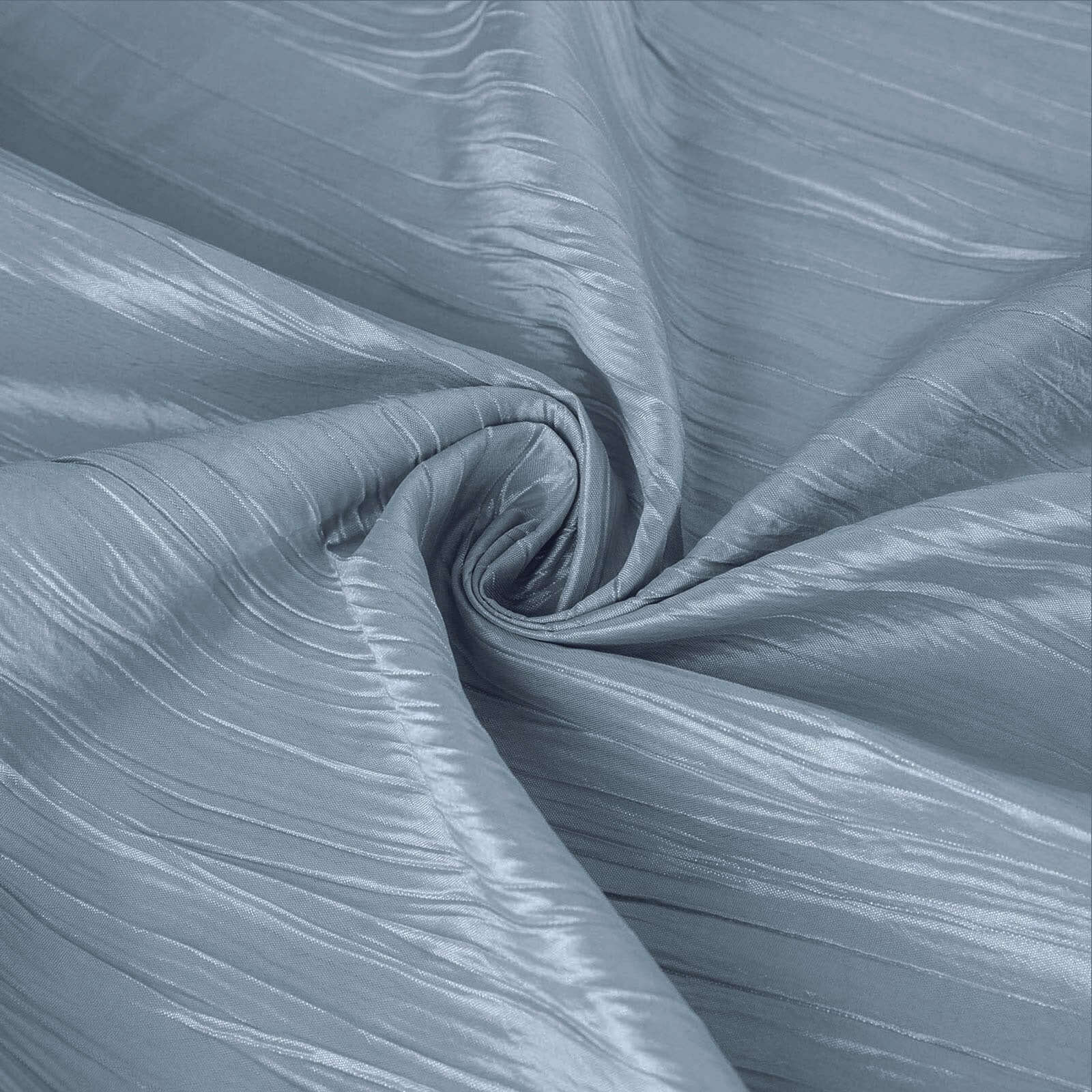 Taffeta 132" Round Tablecloth Dusty Blue - Seamless Accordion Crinkle Table Cover