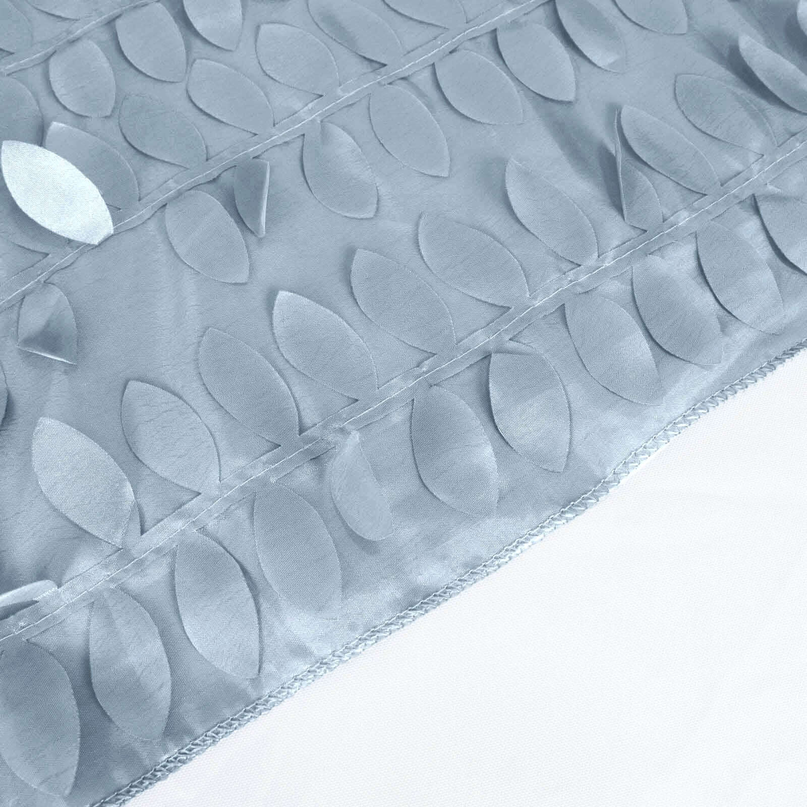 Taffeta 132" Round Tablecloth Dusty Blue | 3D Leaf Petal Design Seamless Table Cover