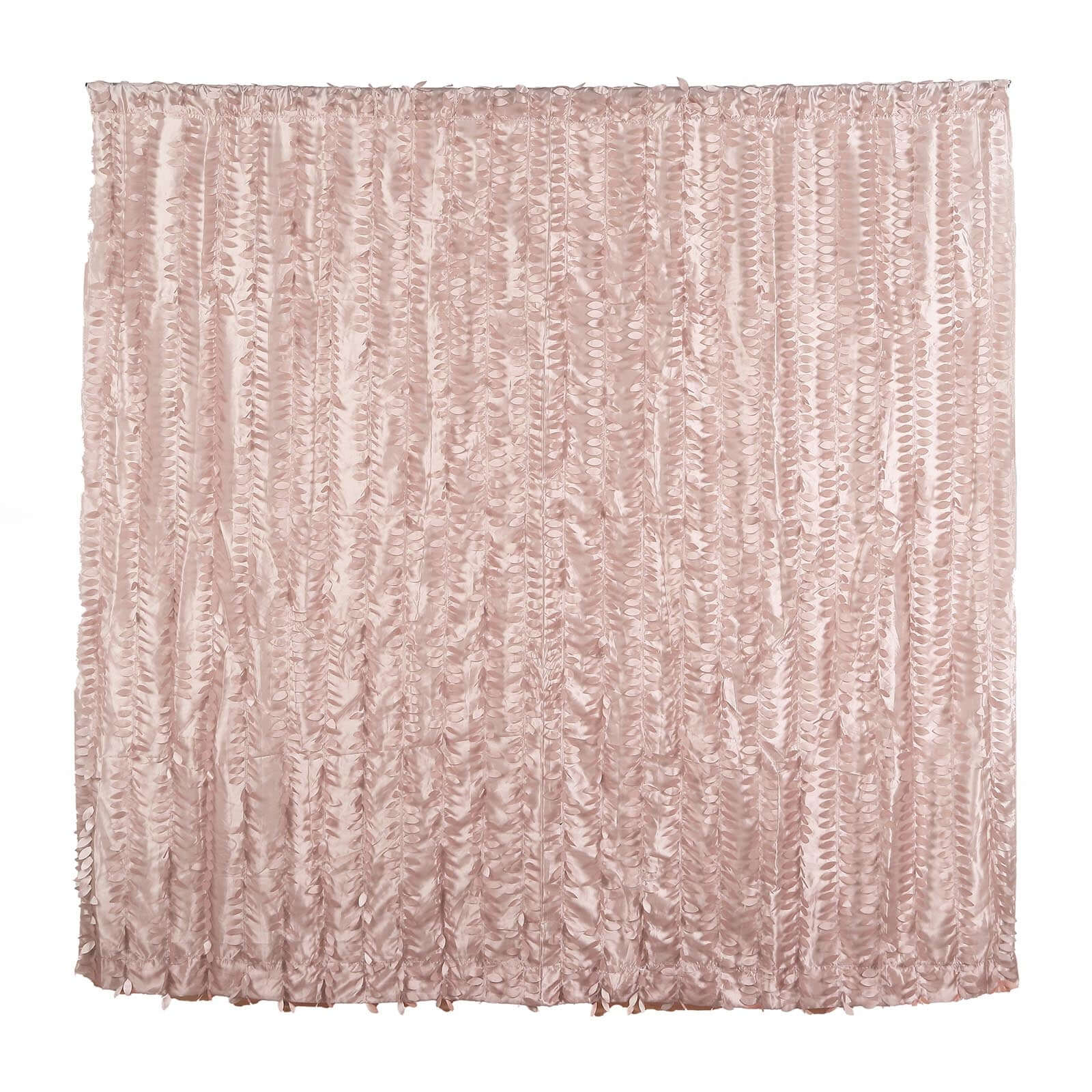 8ftx8ft Dusty Rose 3D Leaf Petal Taffeta Event Curtain Drapes, Backdrop Event Panel With Rod Pocket