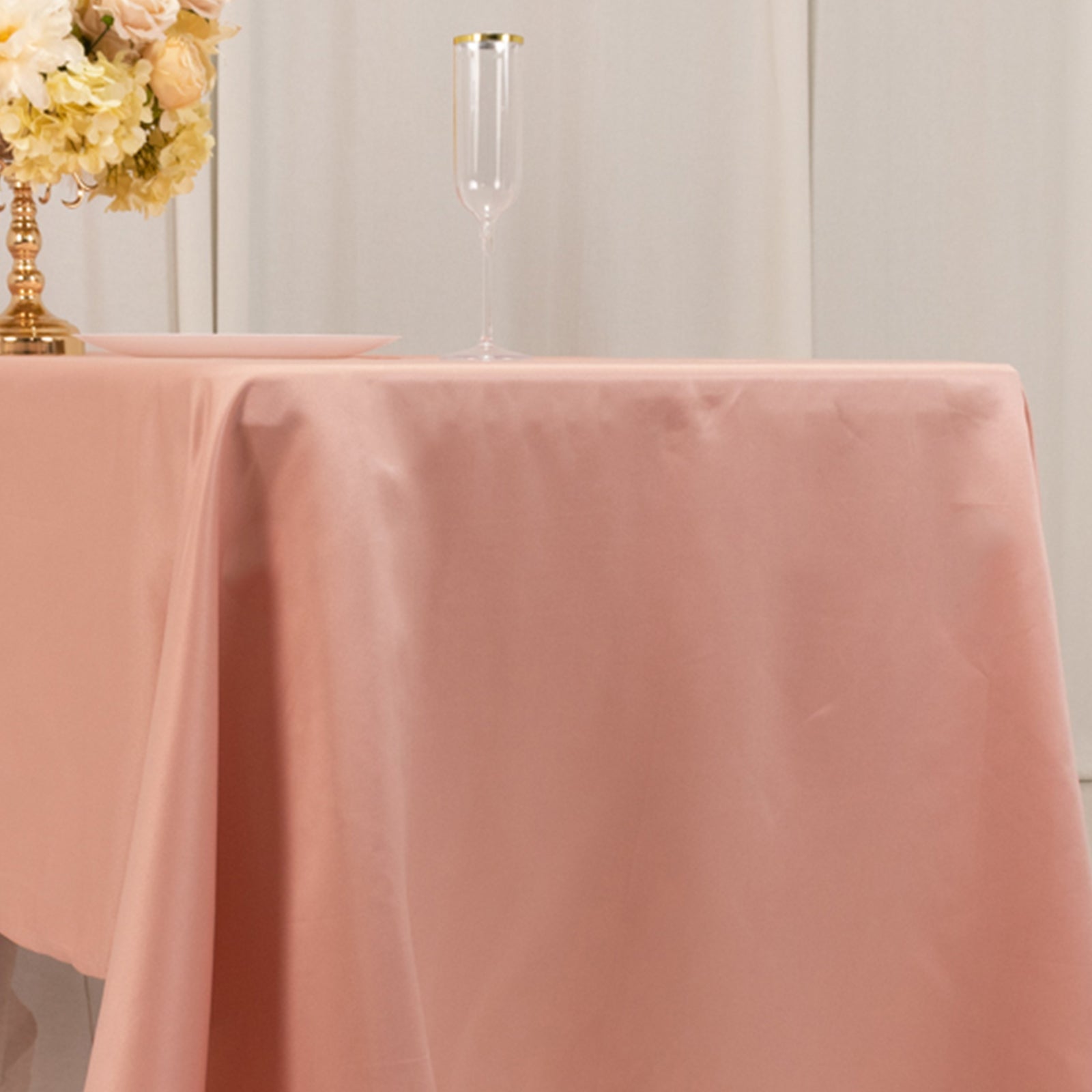 Lamour Satin 60"x126" Rectangle Tablecloth Dusty Rose - Soft & Silk-Like Table Cover