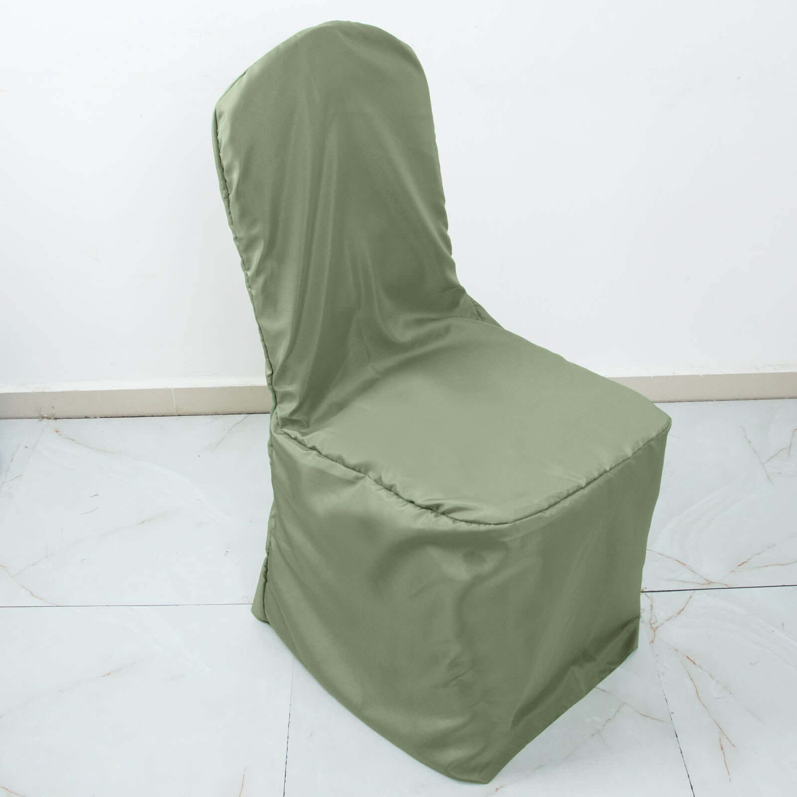 Polyester Slip On Banquet Chair Covers Dusty Sage Green - Stain-Resistant Reusable Durable Fabric