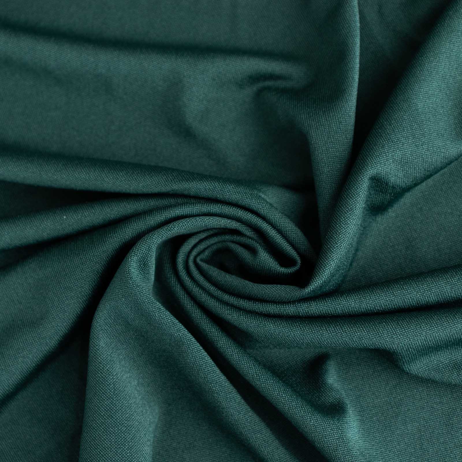 Spandex 32" Round Cocktail Table Cover Skirt Hunter Emerald Green With Natural Wavy Drapes