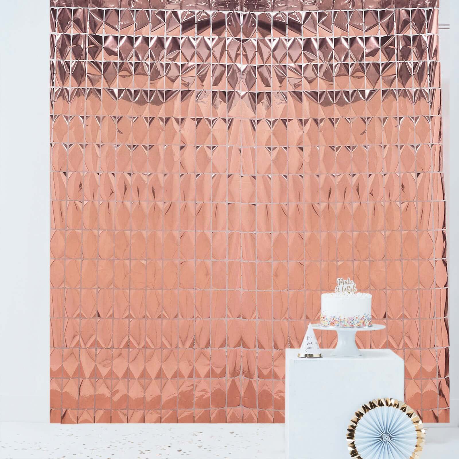 Shiny Rose Gold Metallic Foil Rectangle Curtain Party Backdrop Door Window Curtain - 3ftx6.5ft