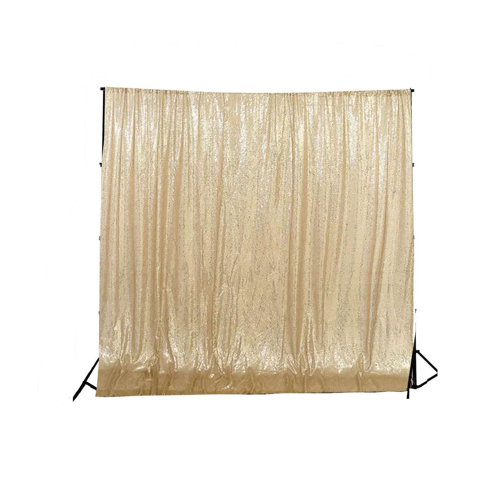 20ftx10ft Champagne Chiffon Sequin Event Curtain Drapes, Dual Layer Photo Backdrop Event Panel