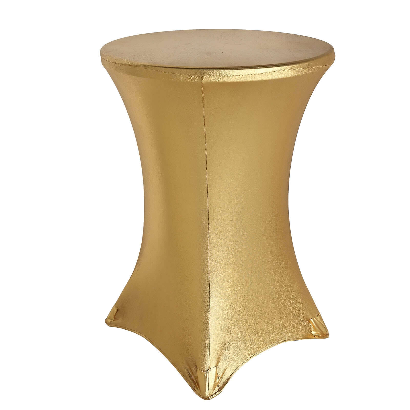 Metallic Spandex 32" Fitted Round Cocktail Table Cover Gold Highboy Tablecloth - Stretch Fit & Water-Resistant for Stylish Decor