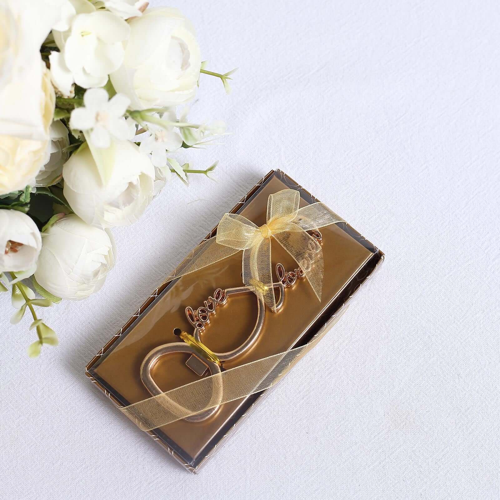 4" Gold Metal Infinity Sign "Love Forever" Bottle Opener Party Favors, Pre-Packed Wedding Souvenir Gift