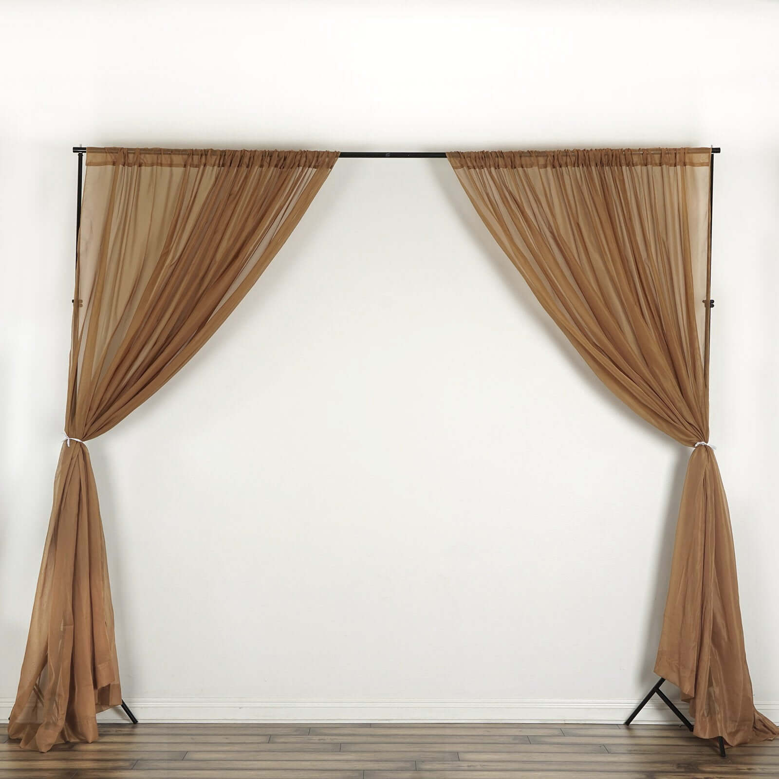 2 Pack Gold Sheer Chiffon Event Curtain Drapes, Durable Flame Resistant Premium Organza Backdrop Event Panels With Rod Pockets - 10ftx10ft